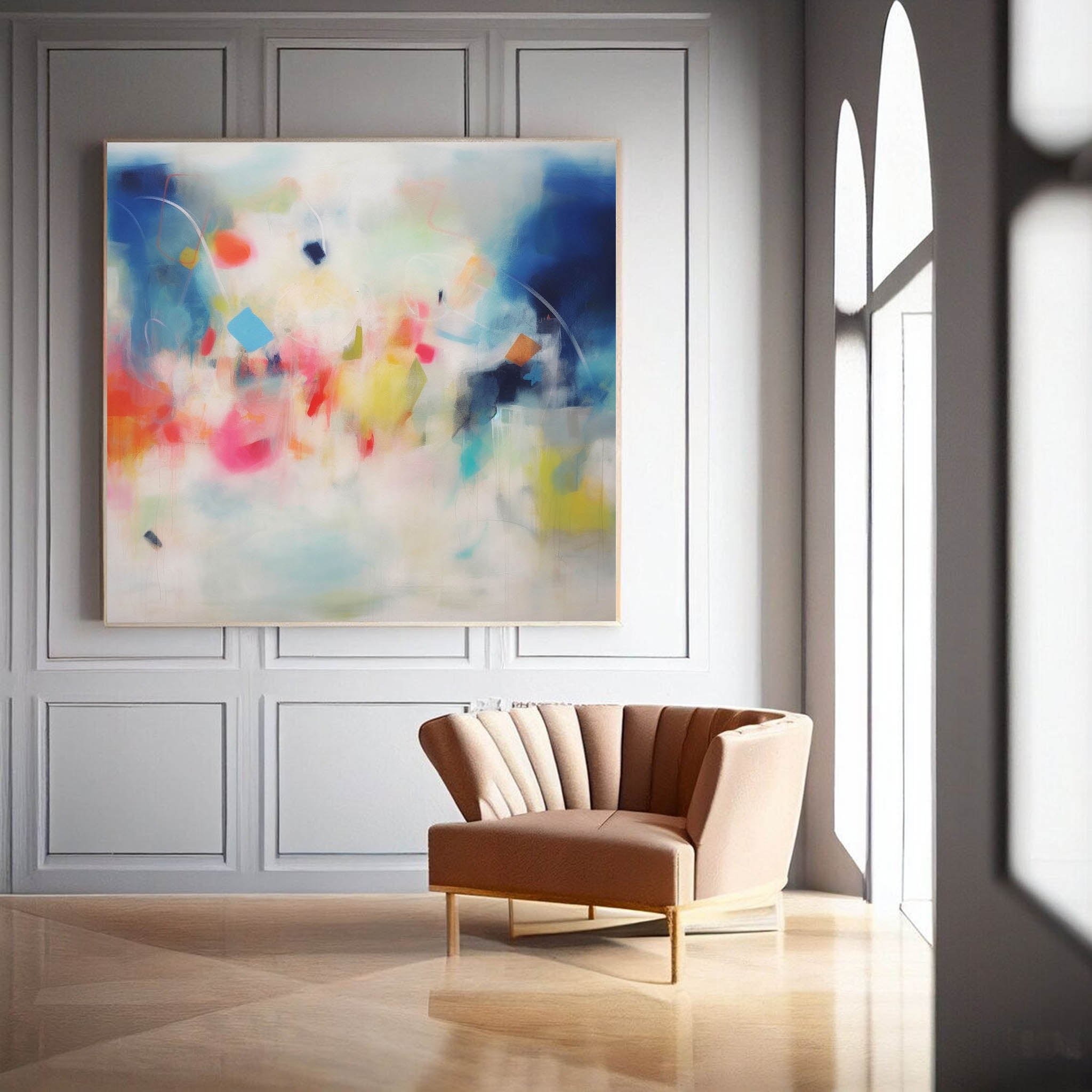 Soft Abstract Color Burst Canvas