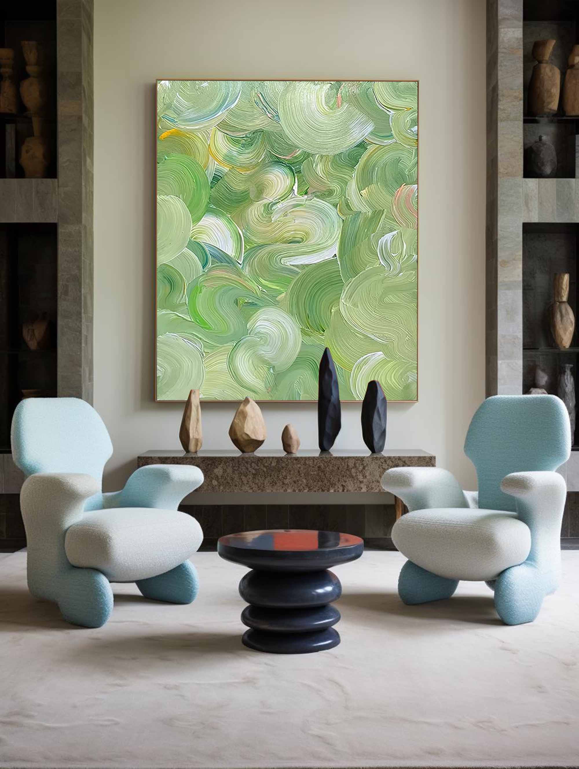 Swirling Green Abstract Canvas Art