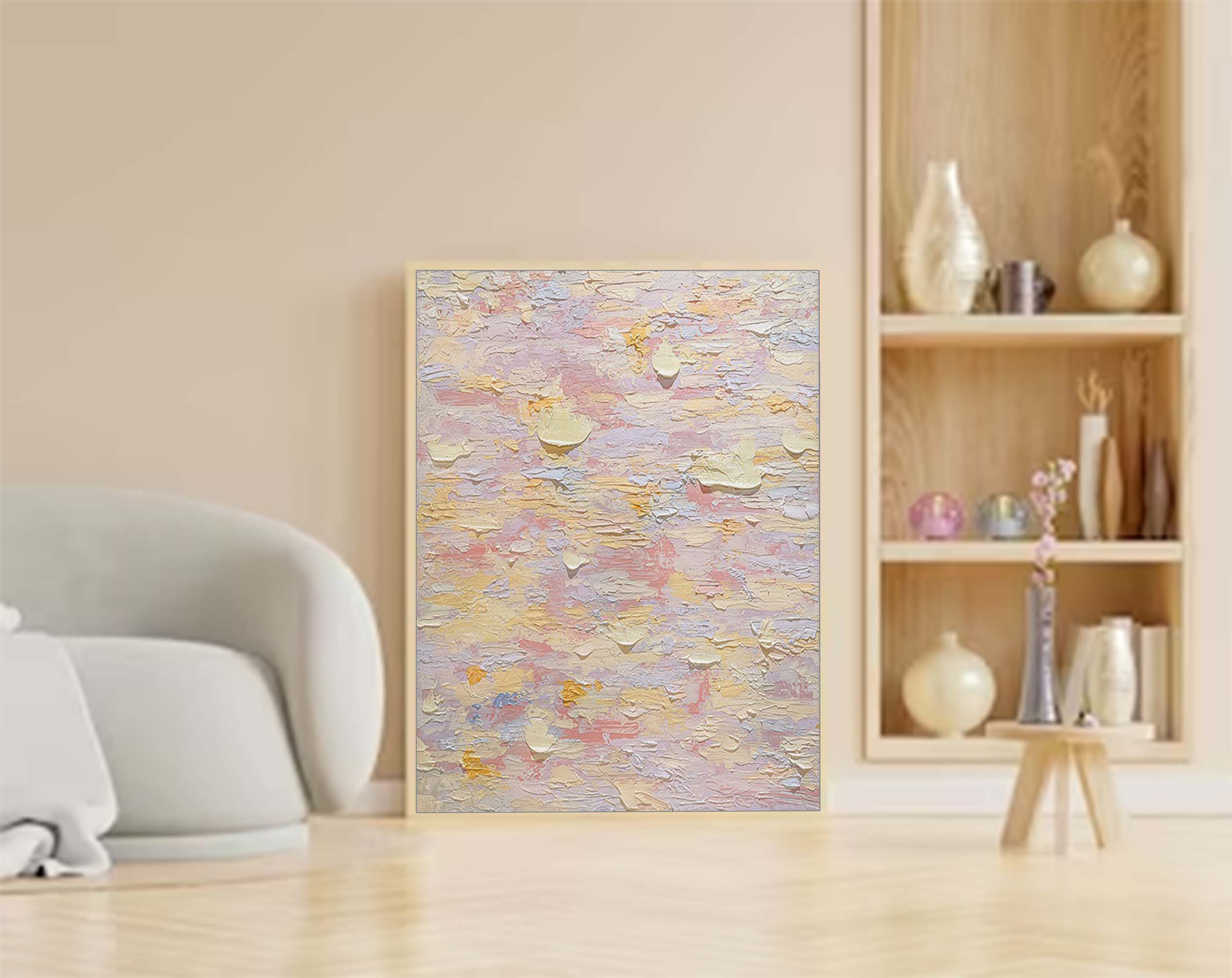 Pastel Dreams: Textured Serenity Canvas