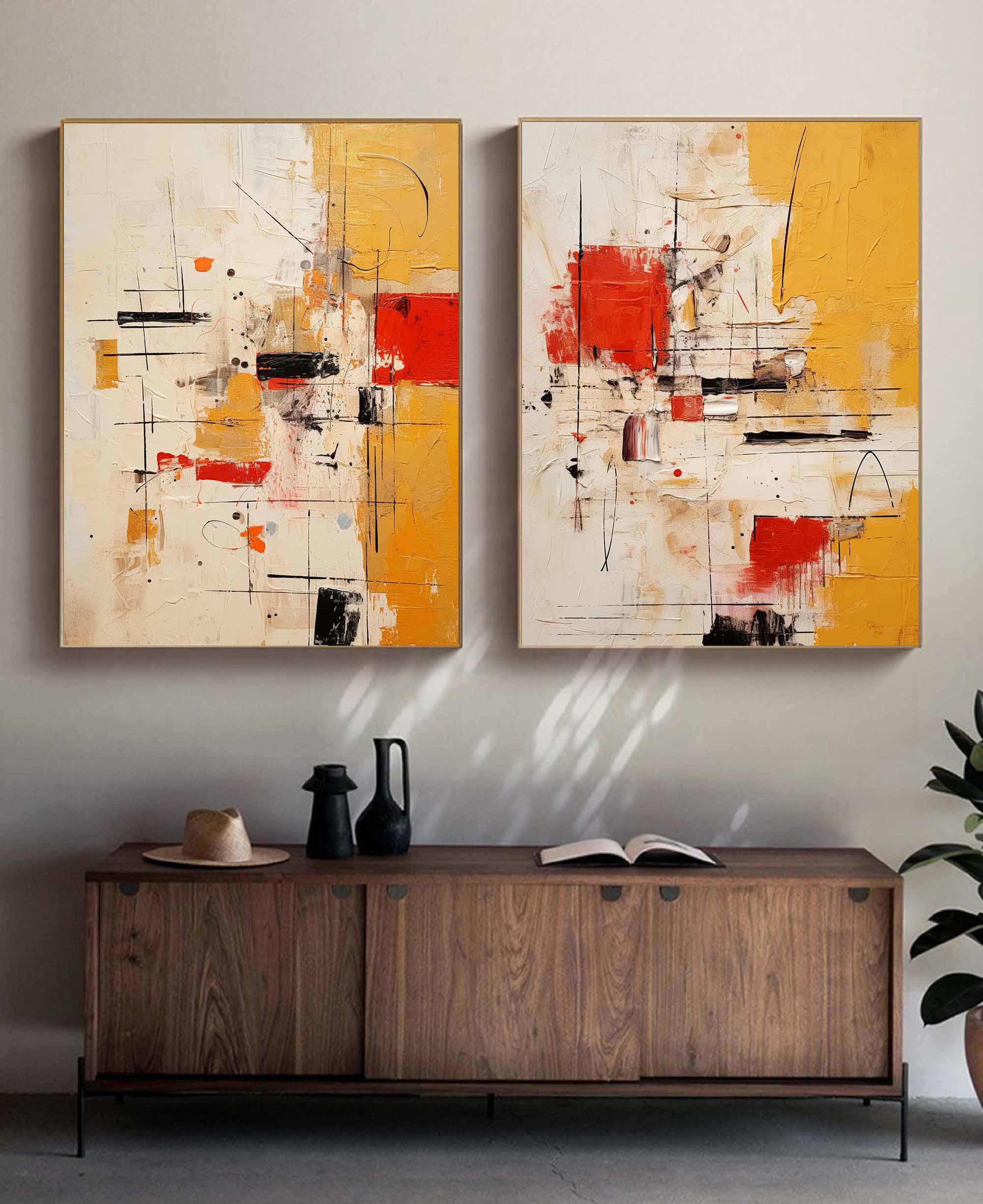 Geometric Abstract Art Duo Set