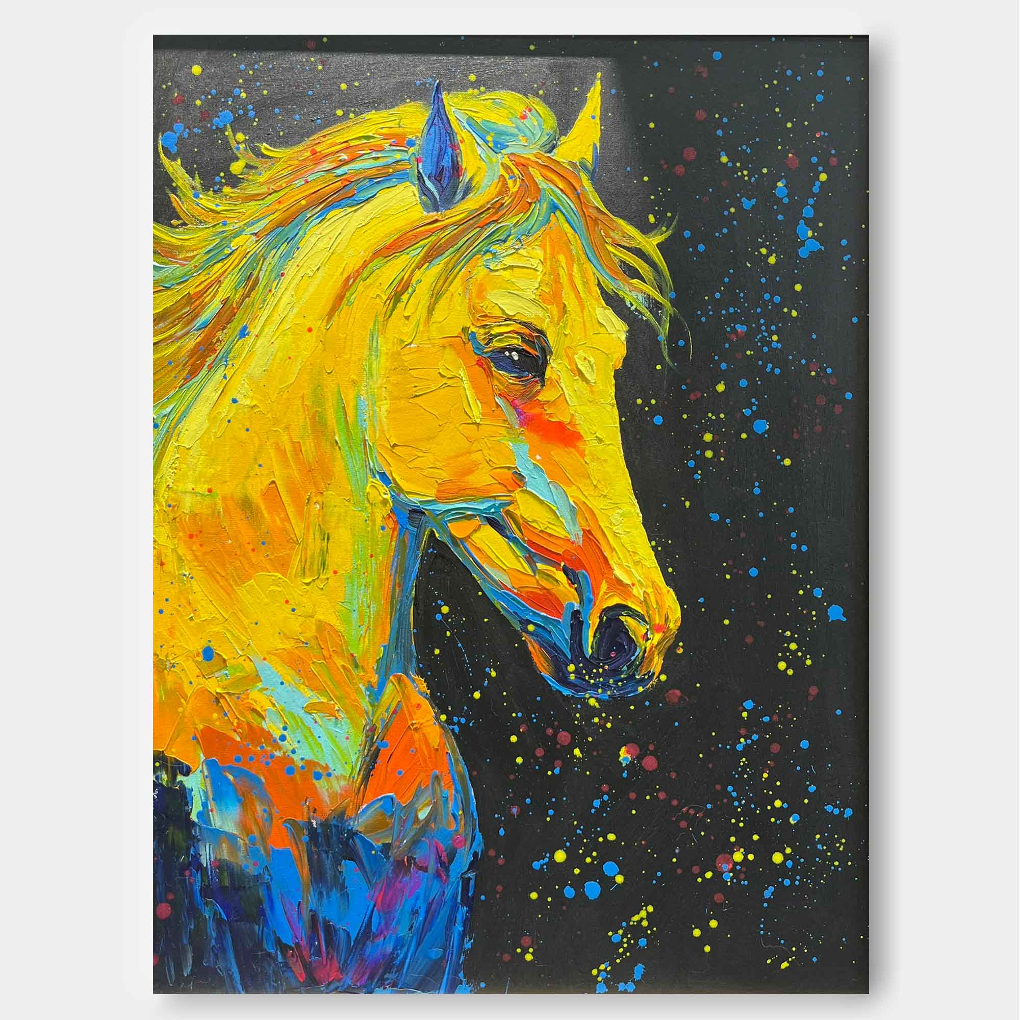 Vibrant Neon Horse in Cosmic Colors