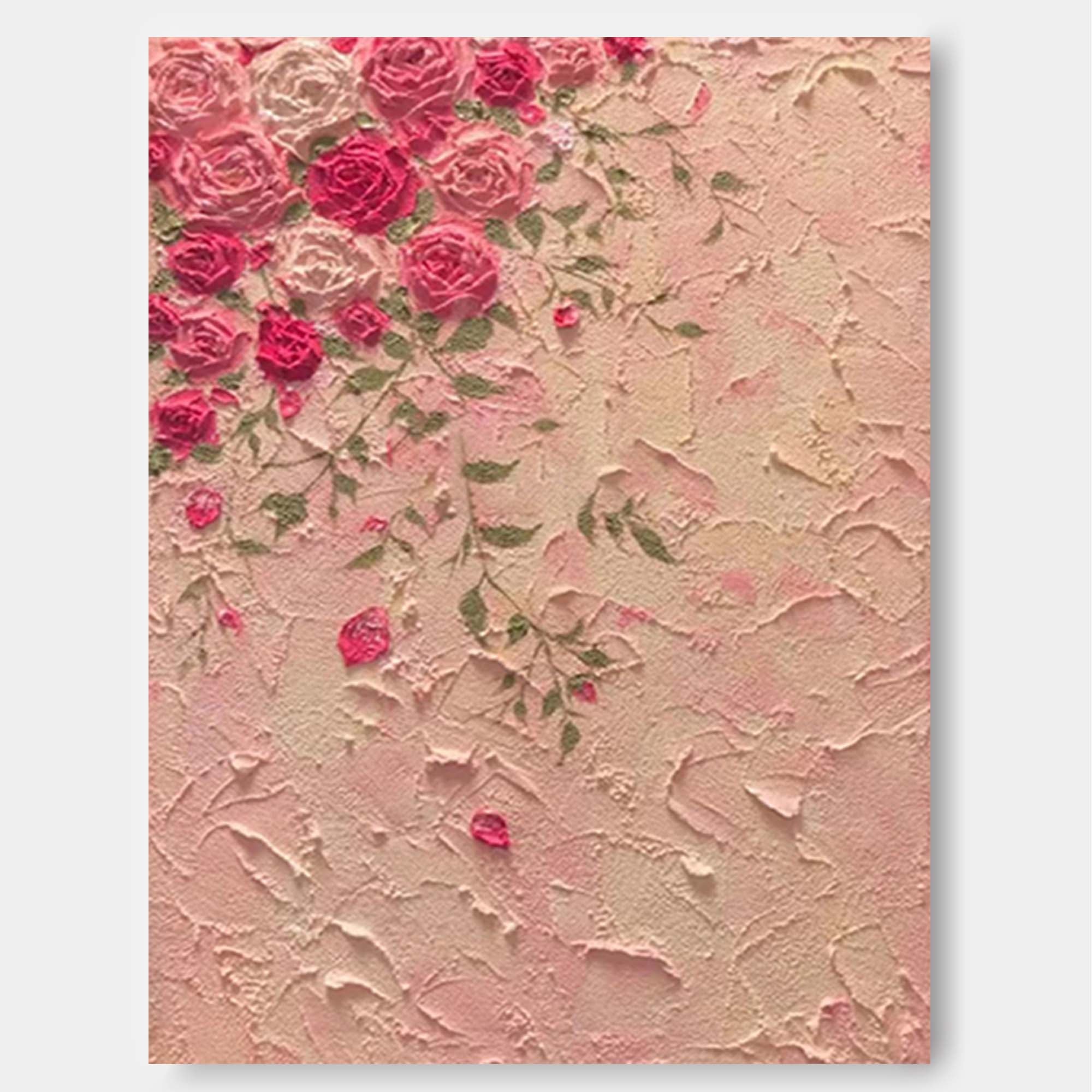 Textured Pink Blossom Floral Canvas