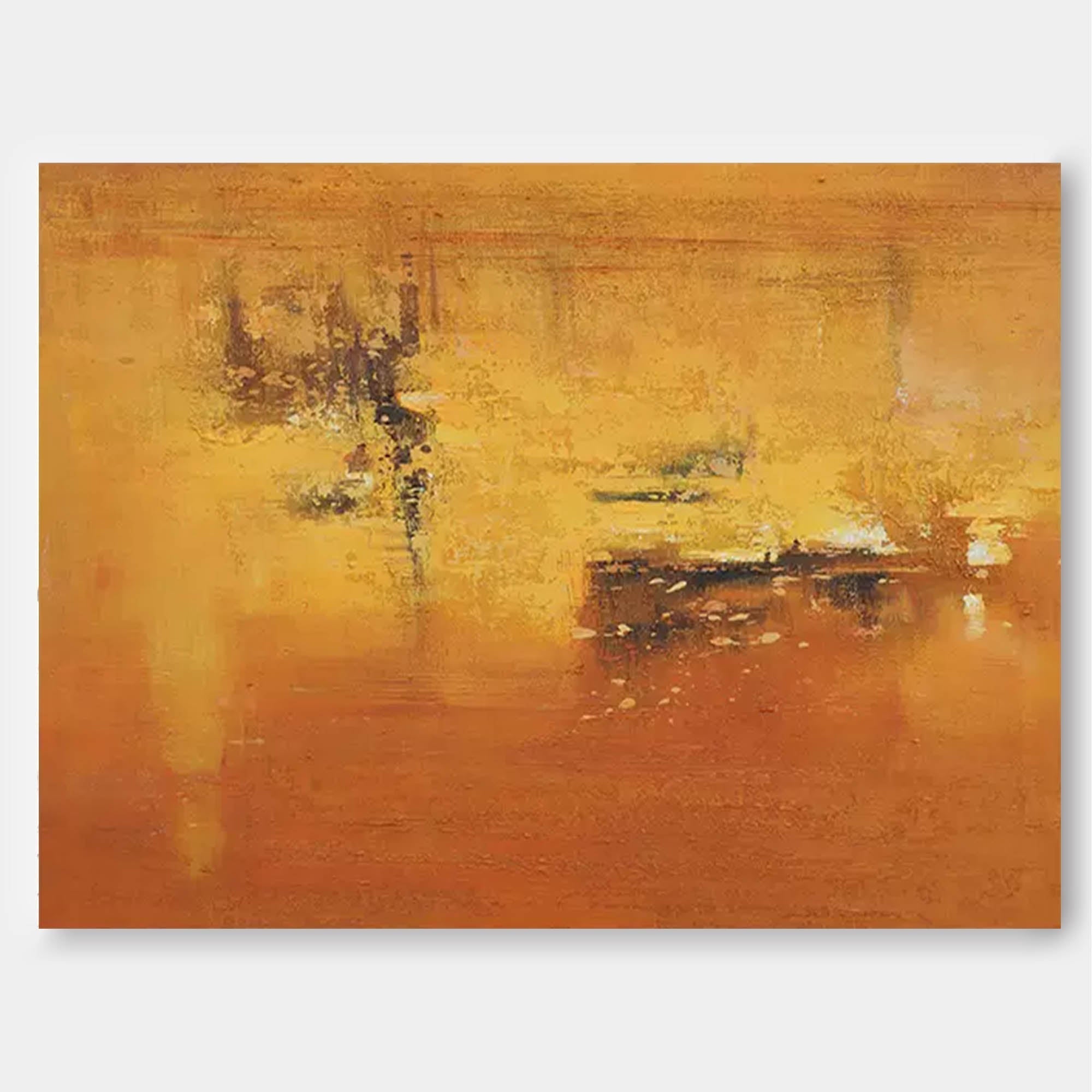 Golden Abstract Sunset Canvas Art