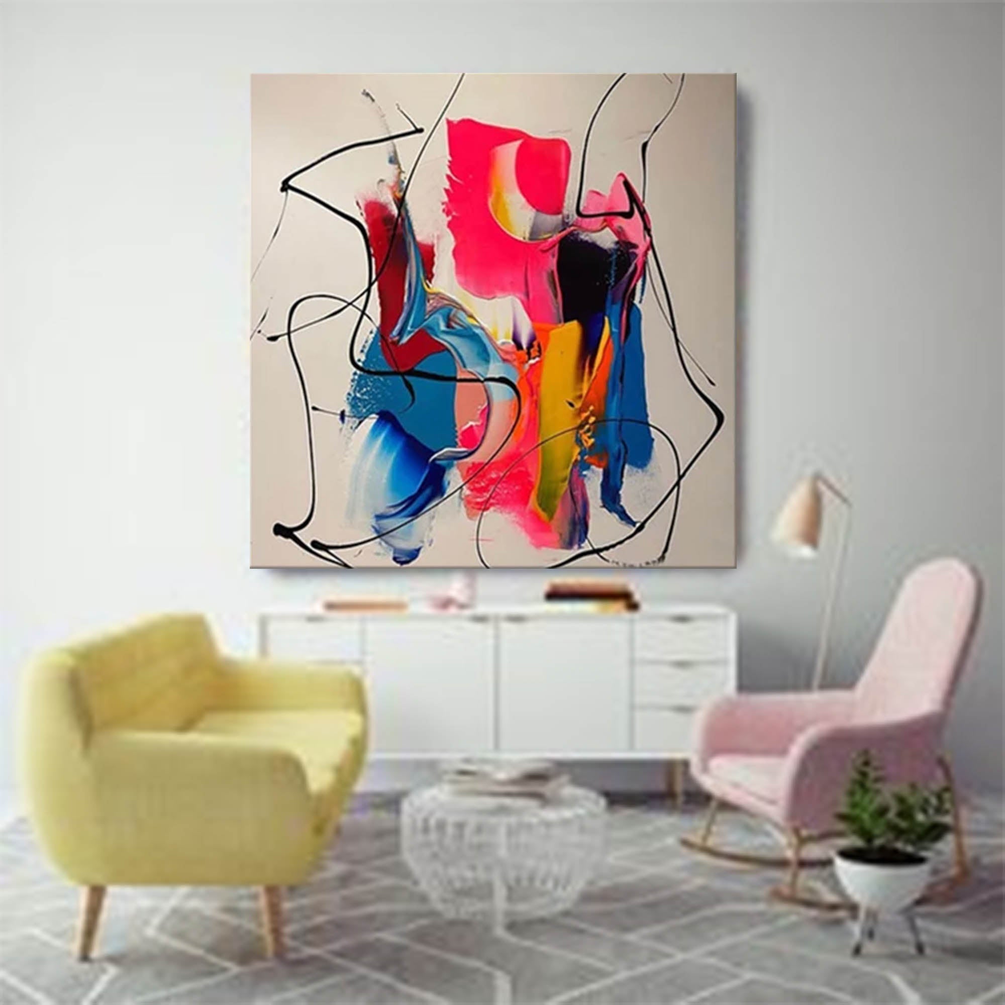 Bold Abstract Fluid Art with Dynamic Lines