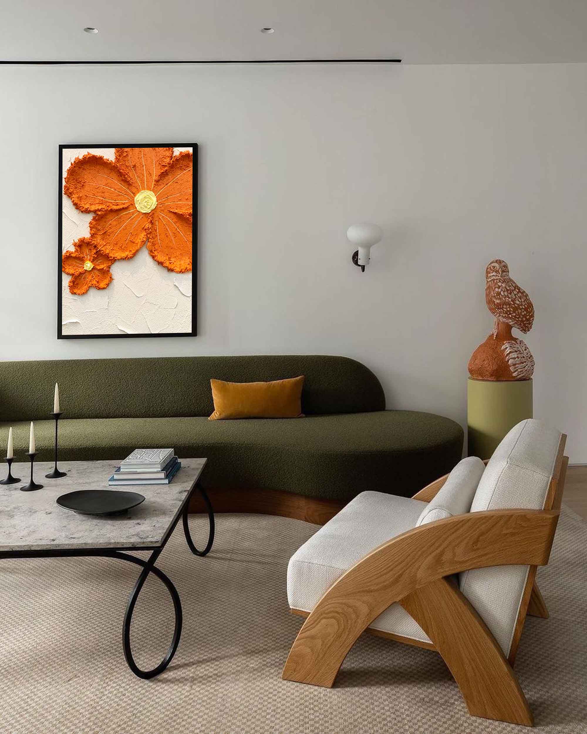 Textured Floral Art in Orange Hues