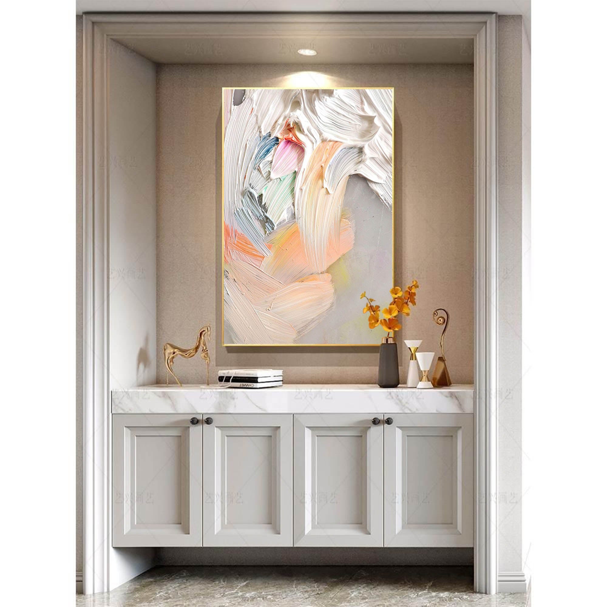 Textured Pastel Palette Knife Abstract Art