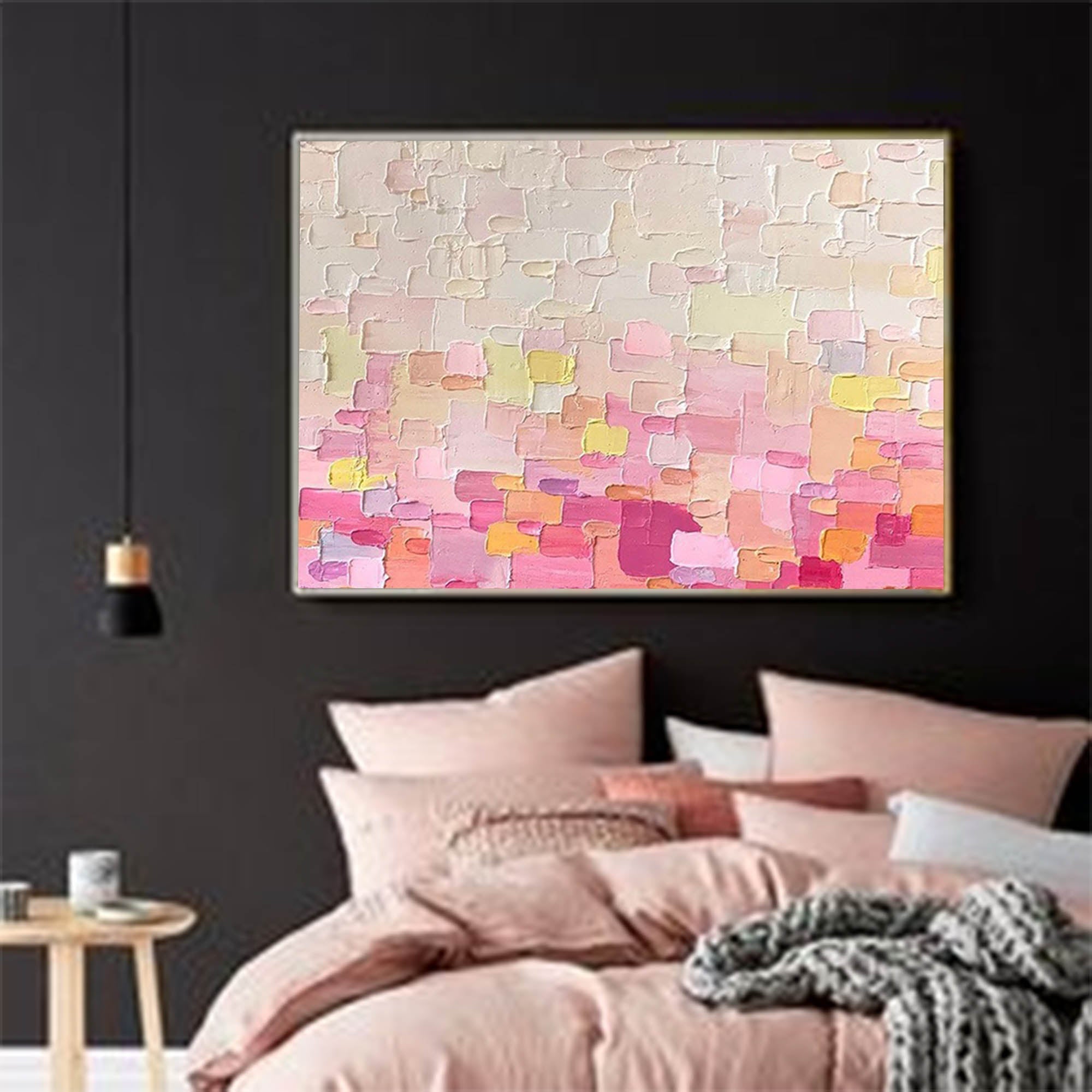 Soft Pastel Color Block Textured Canvas Art