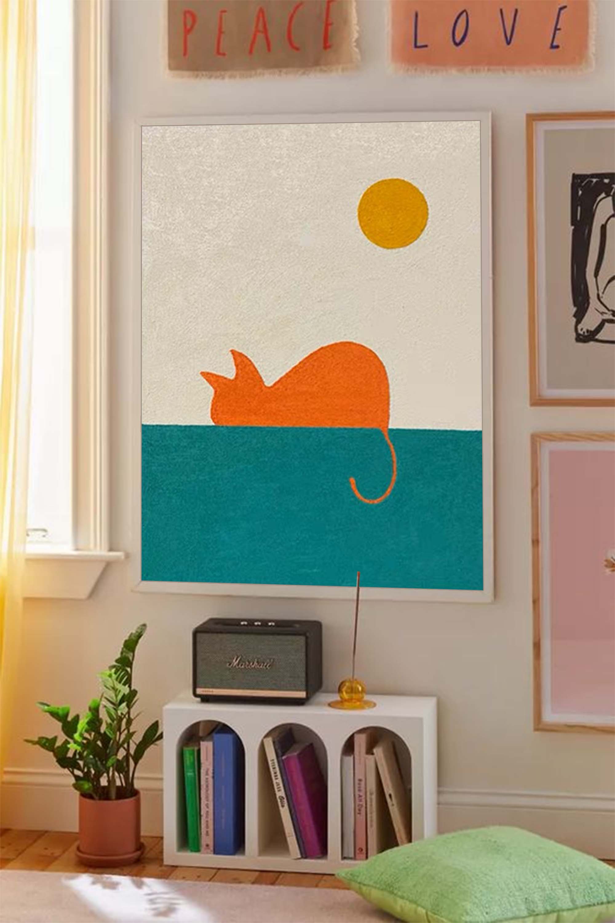 Minimalist Orange Cat in Sun Canvas Art