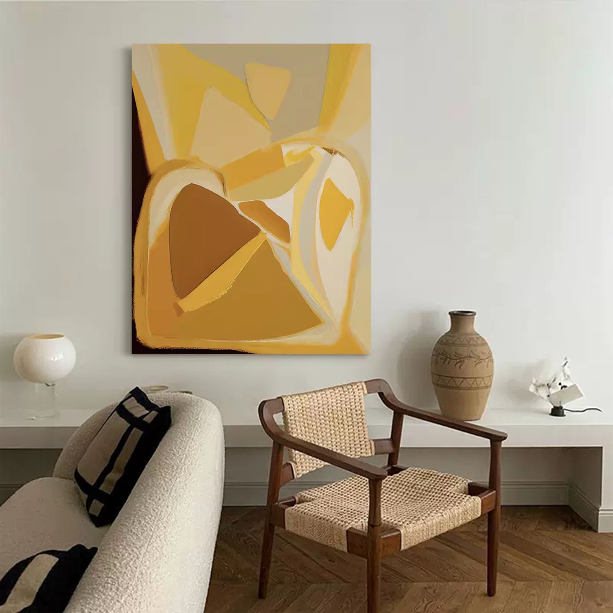 Geometric Golden Hues Abstract Art