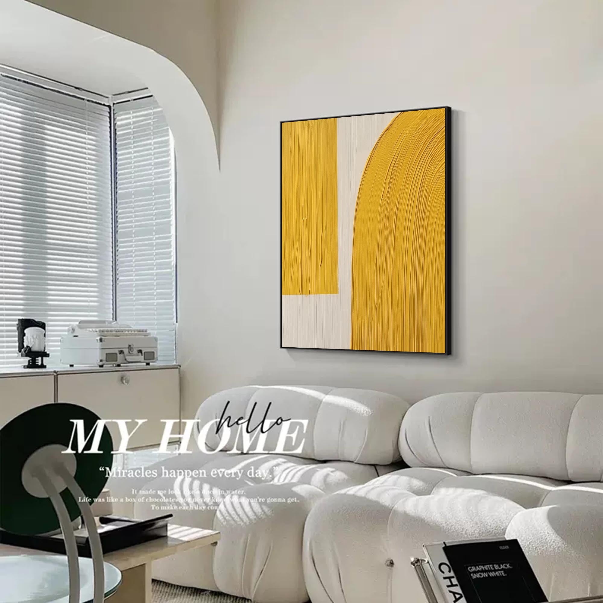 Minimalist Yellow Arc Abstract Art