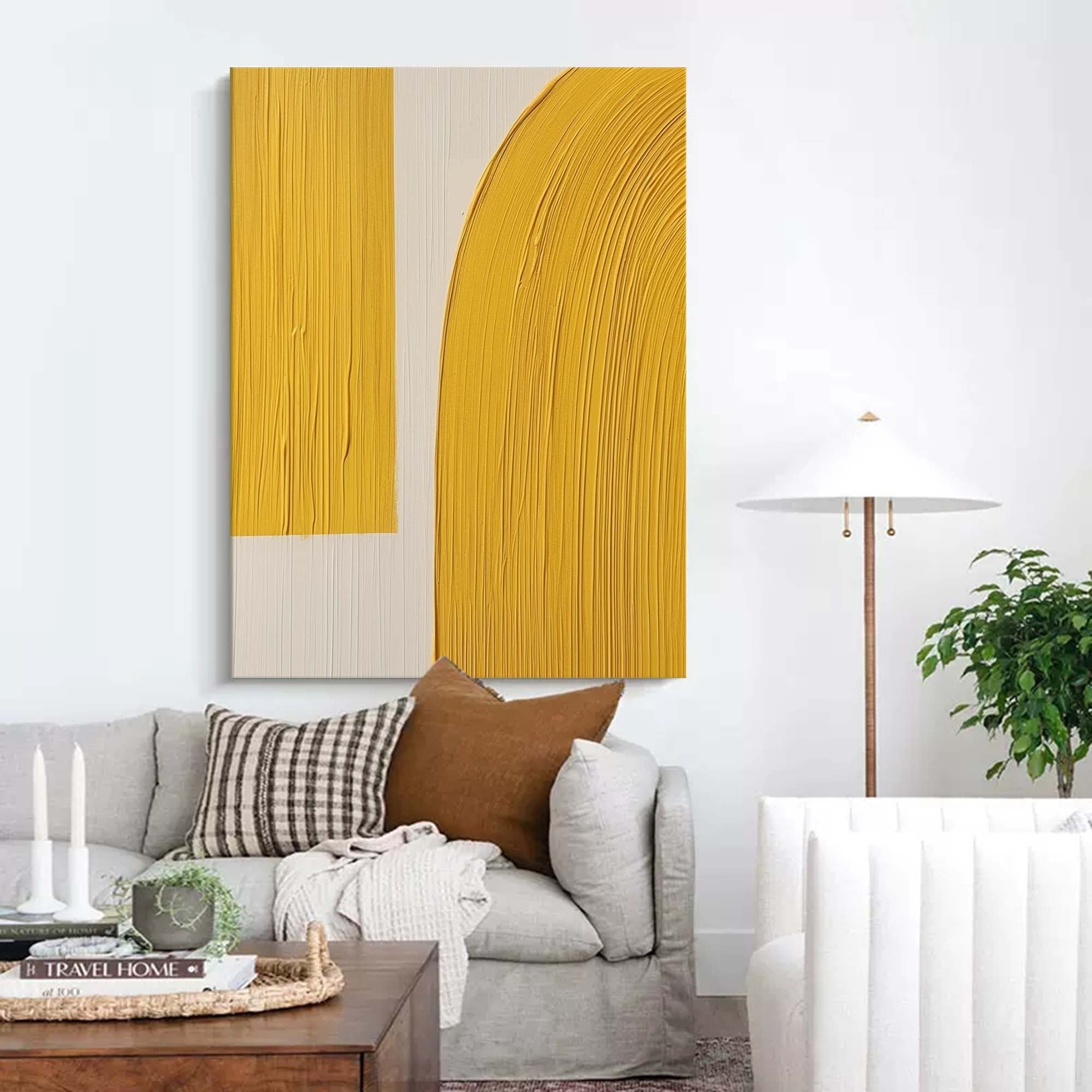 Minimalist Yellow Arc Abstract Art