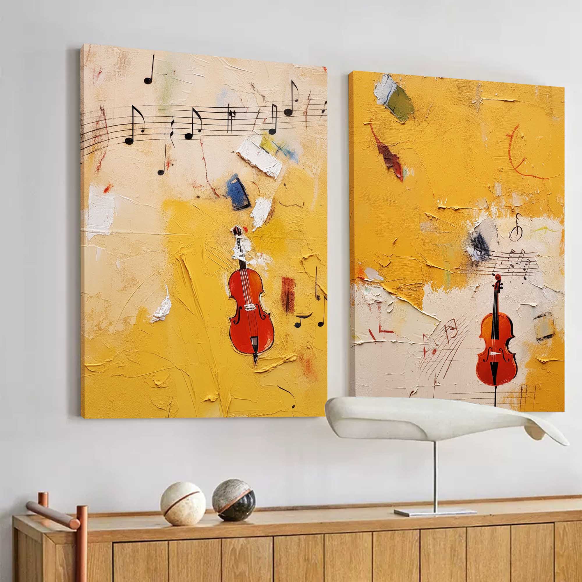 Musical Abstract Violin Art Duo