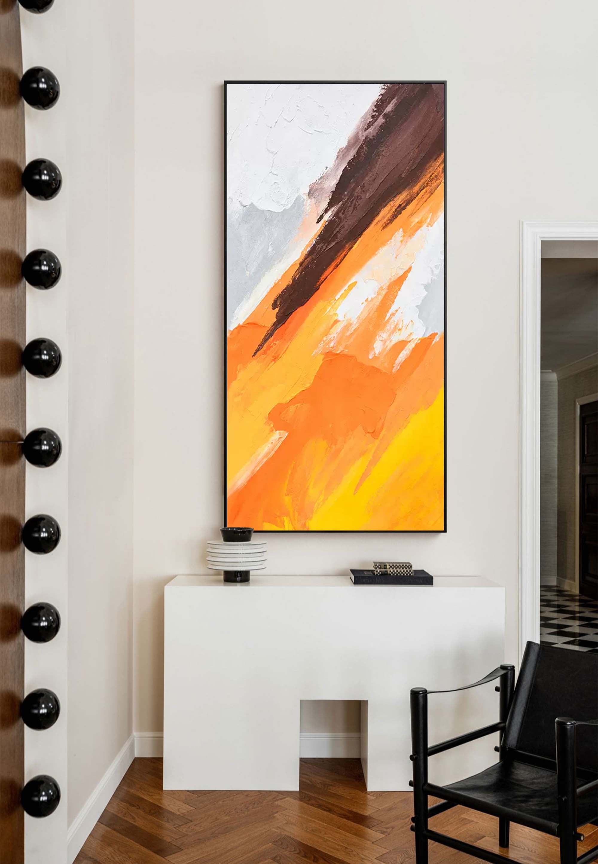 Dynamic Orange and Brown Abstract Art