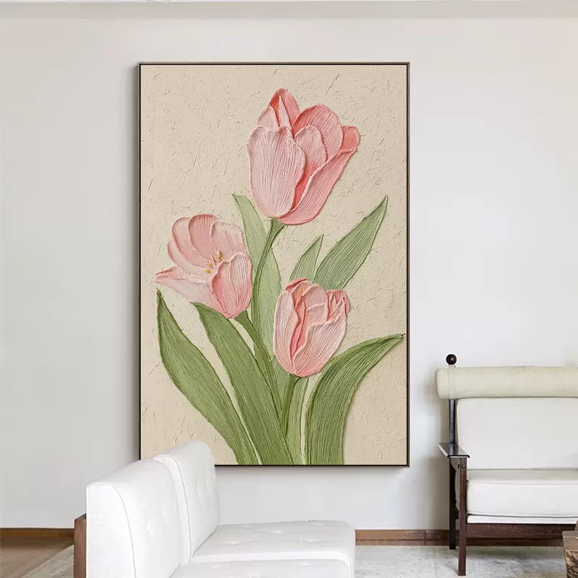 Pink Tulip Textured Canvas Art