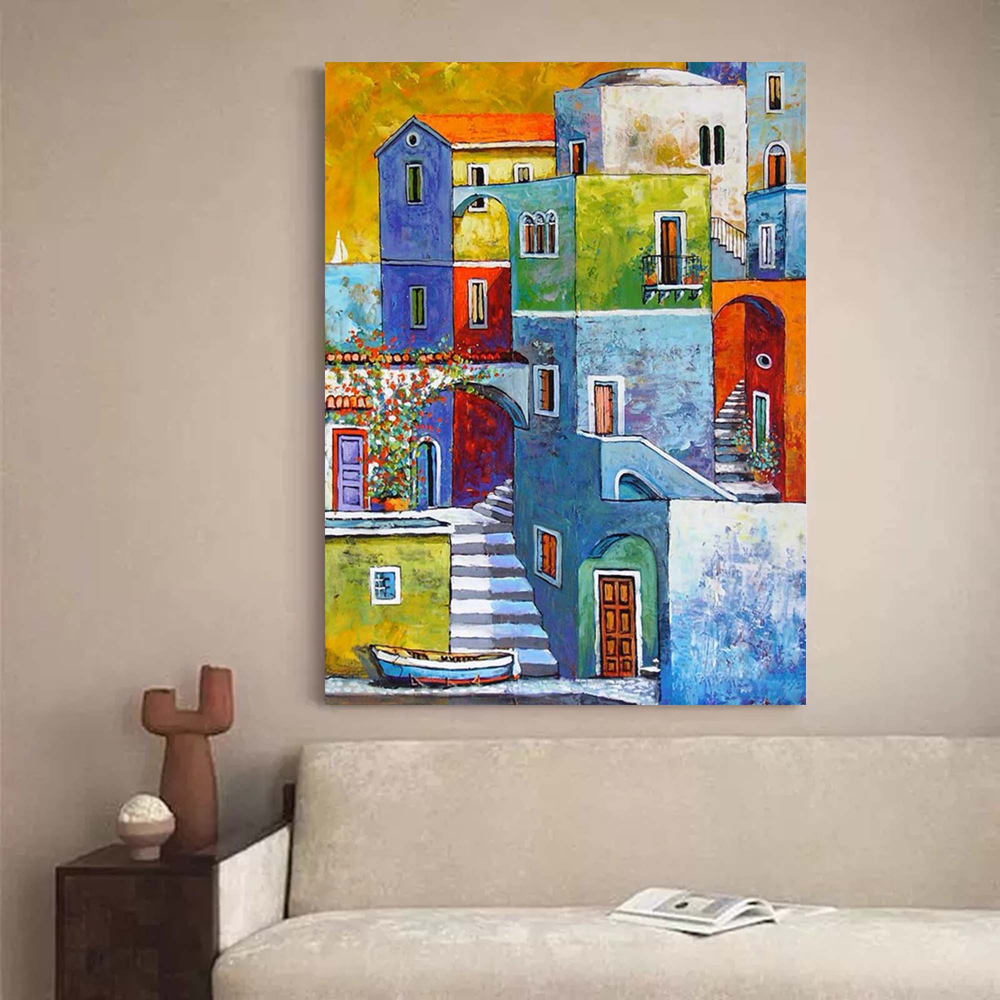 Colorful Mediterranean Townscape Art
