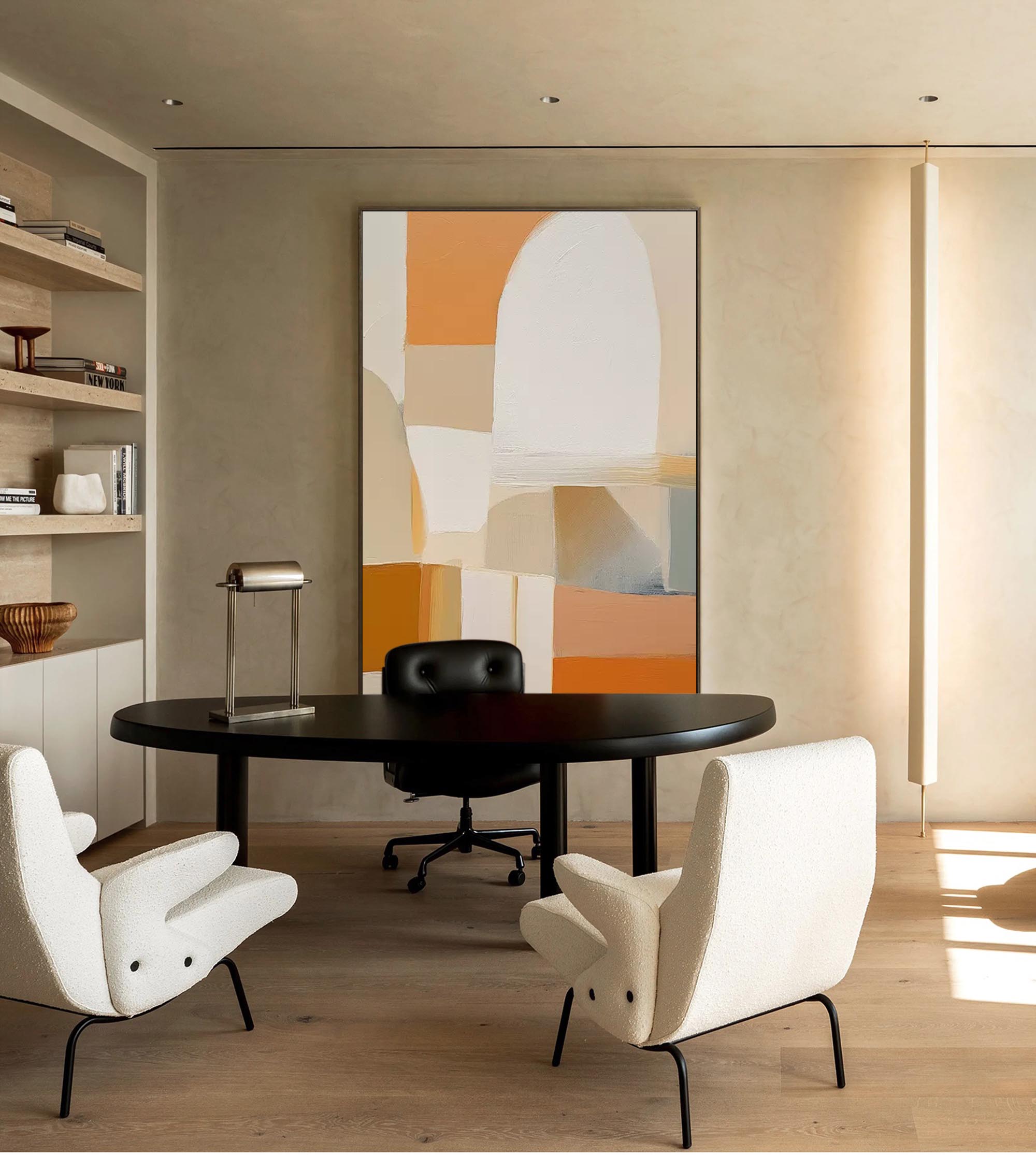 Soft Curves and Warm Hues Abstract Art