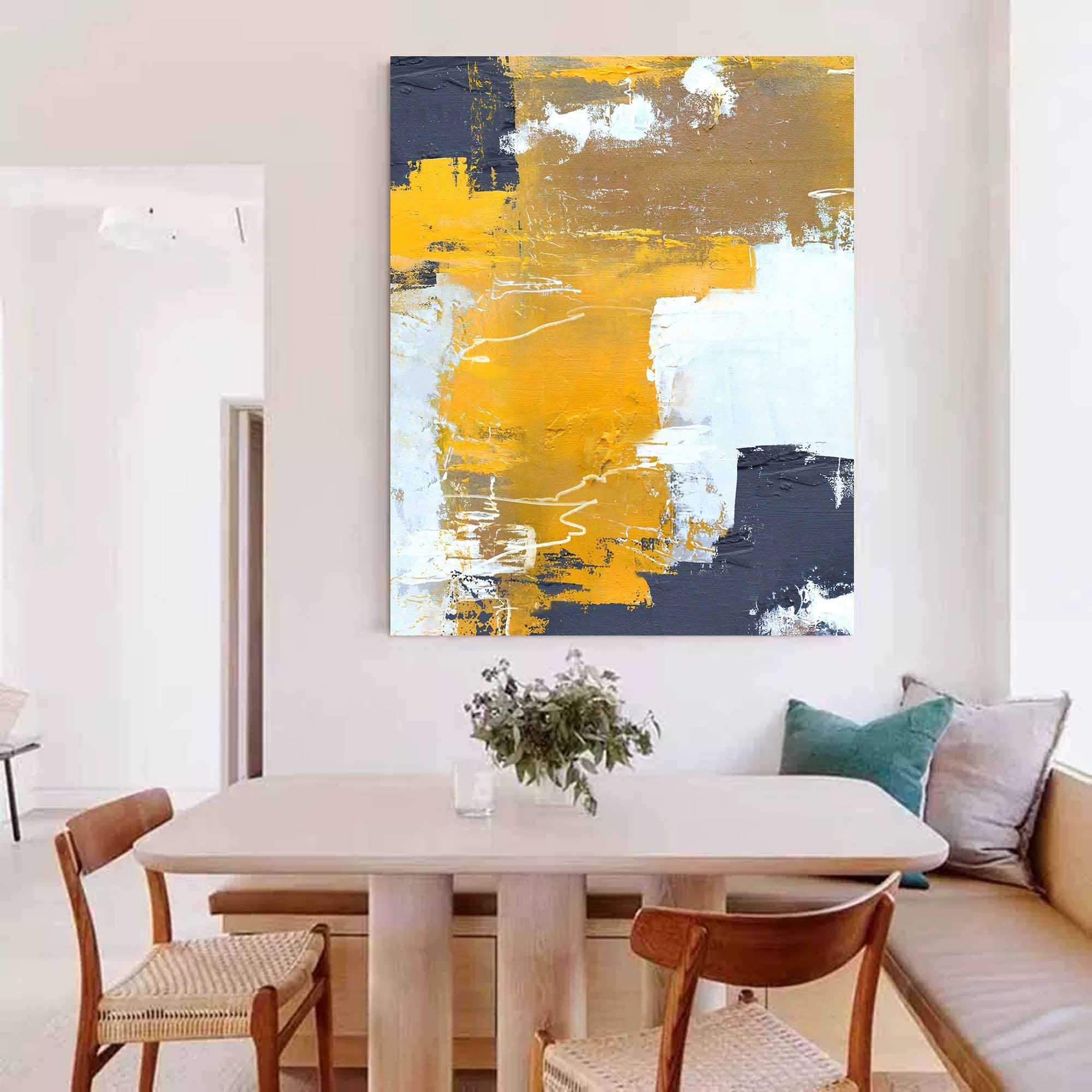 Golden Beige Abstract Canvas Art