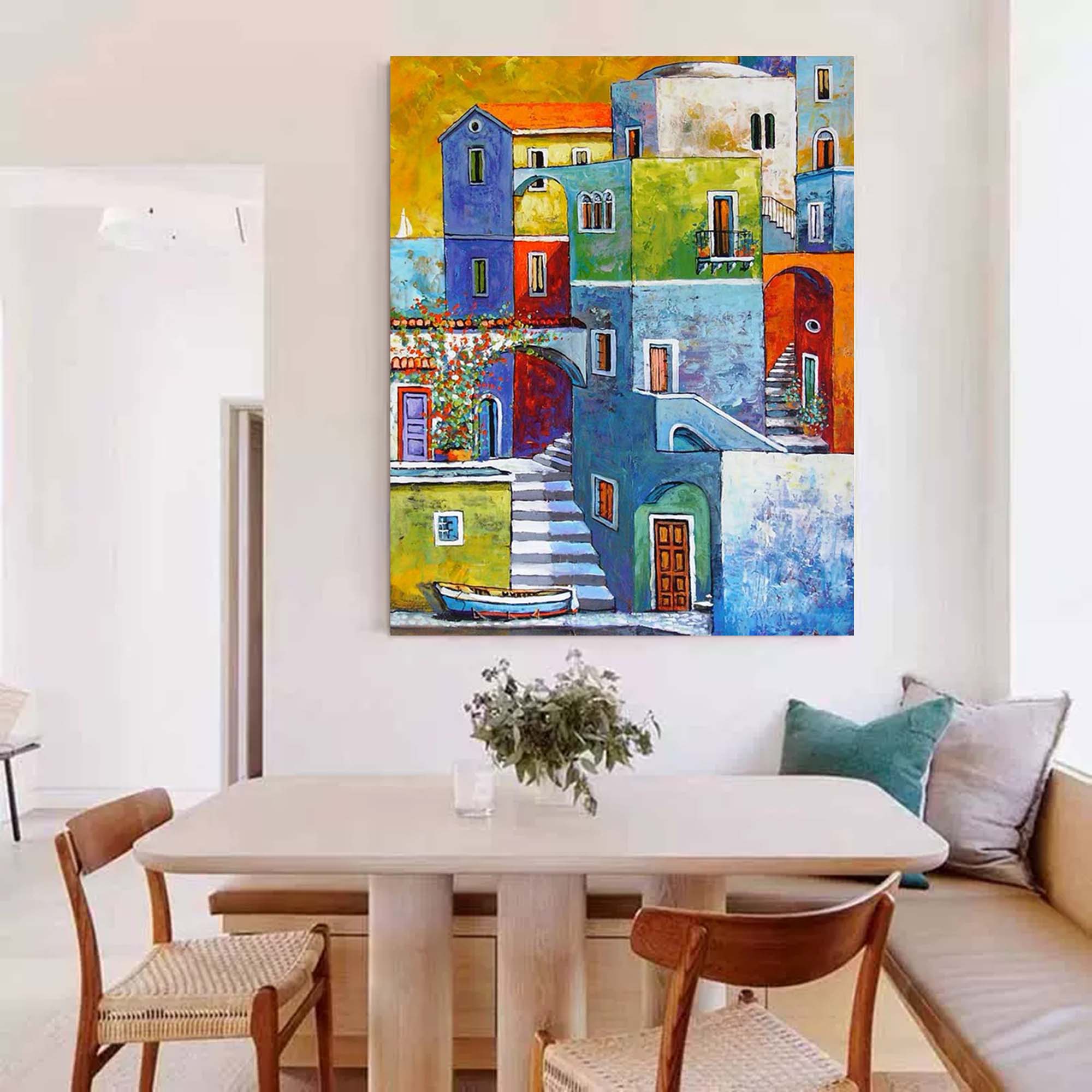 Colorful Mediterranean Townscape Art