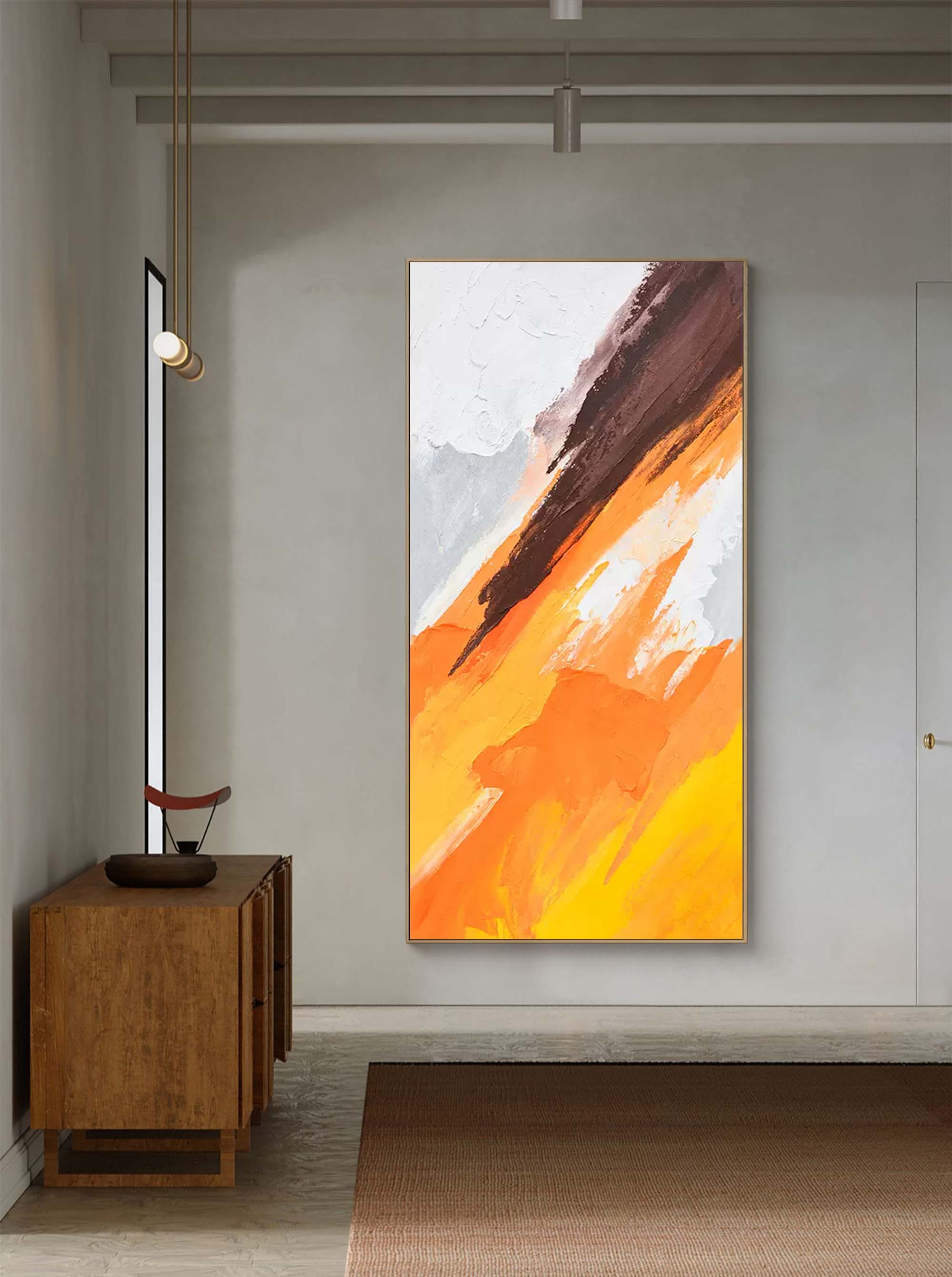 Dynamic Orange and Brown Abstract Art