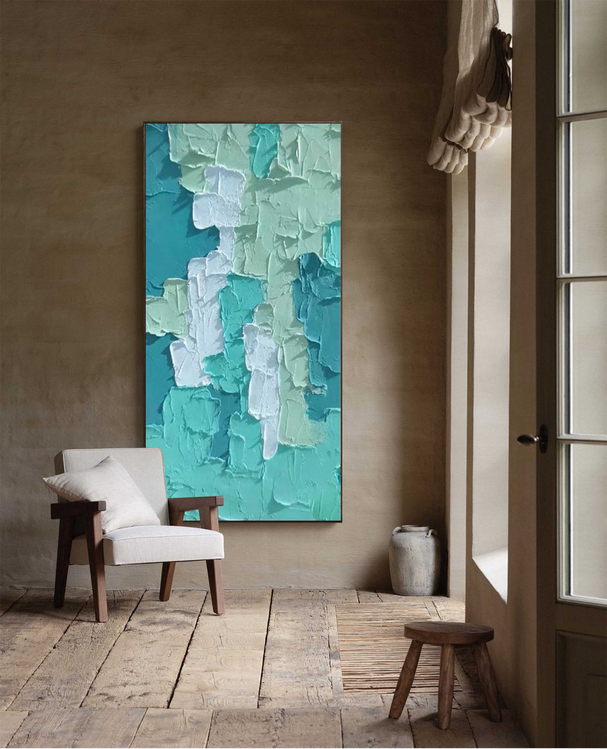 Textured Layers: Abstract Teal Dream