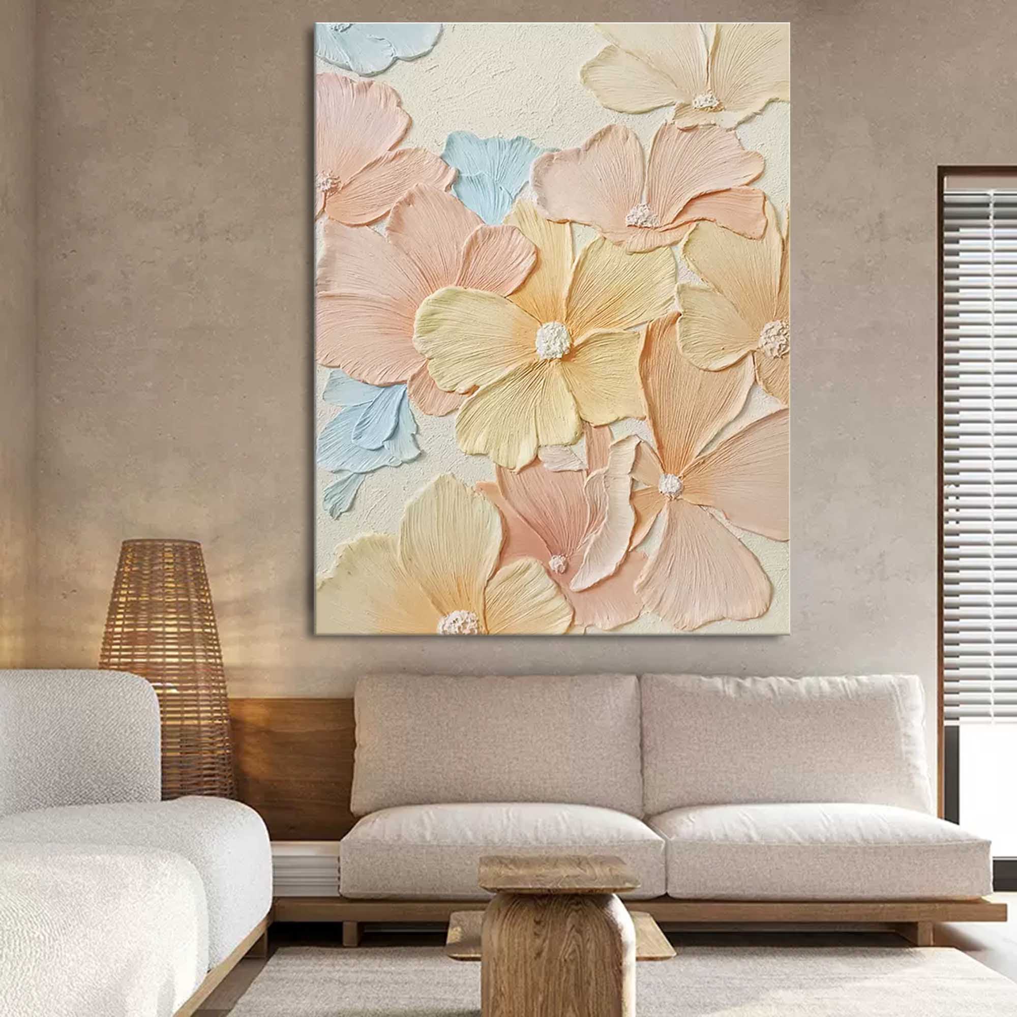 Pastel Floral Textured Canvas Art