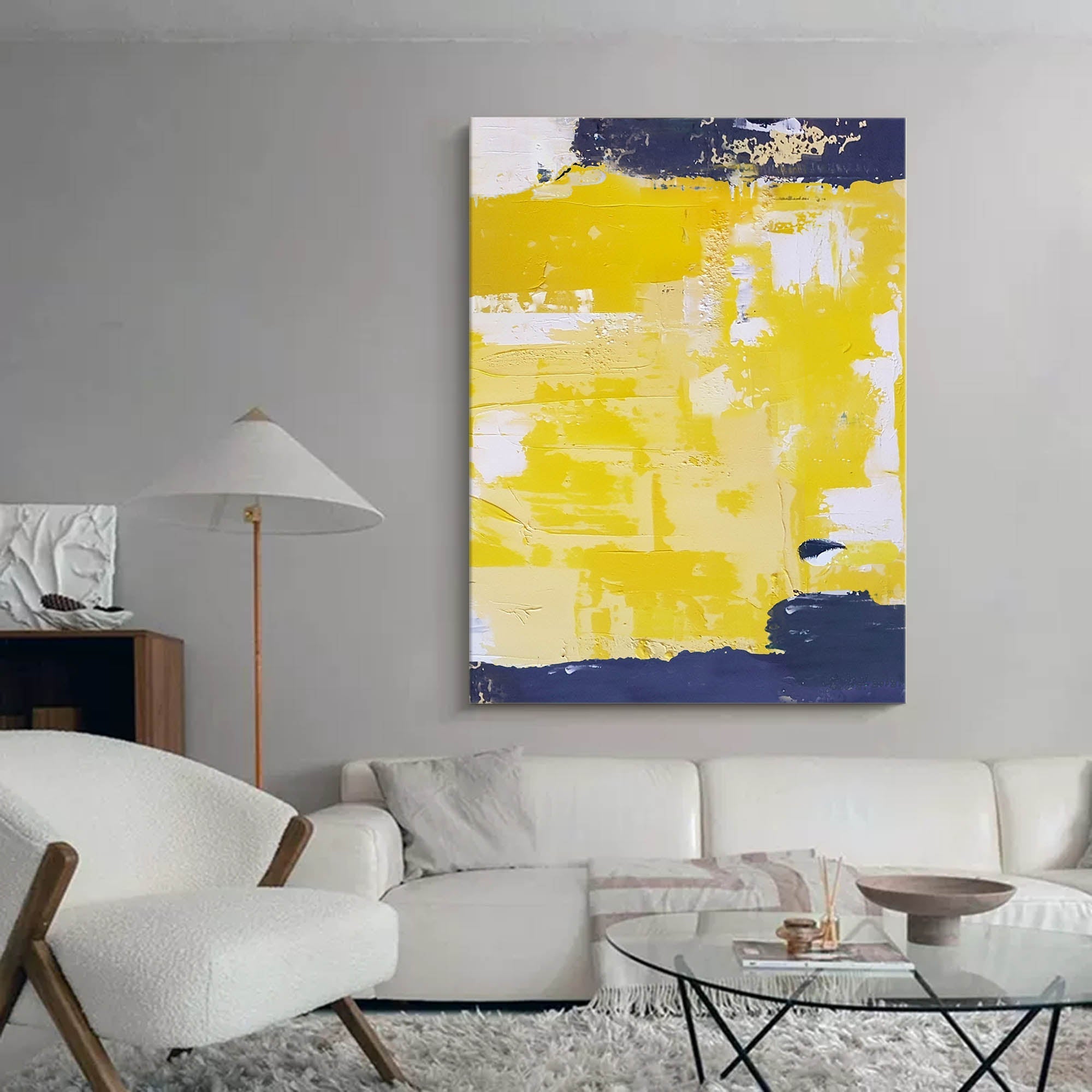 Sunlit Yellow Abstract Canvas Art
