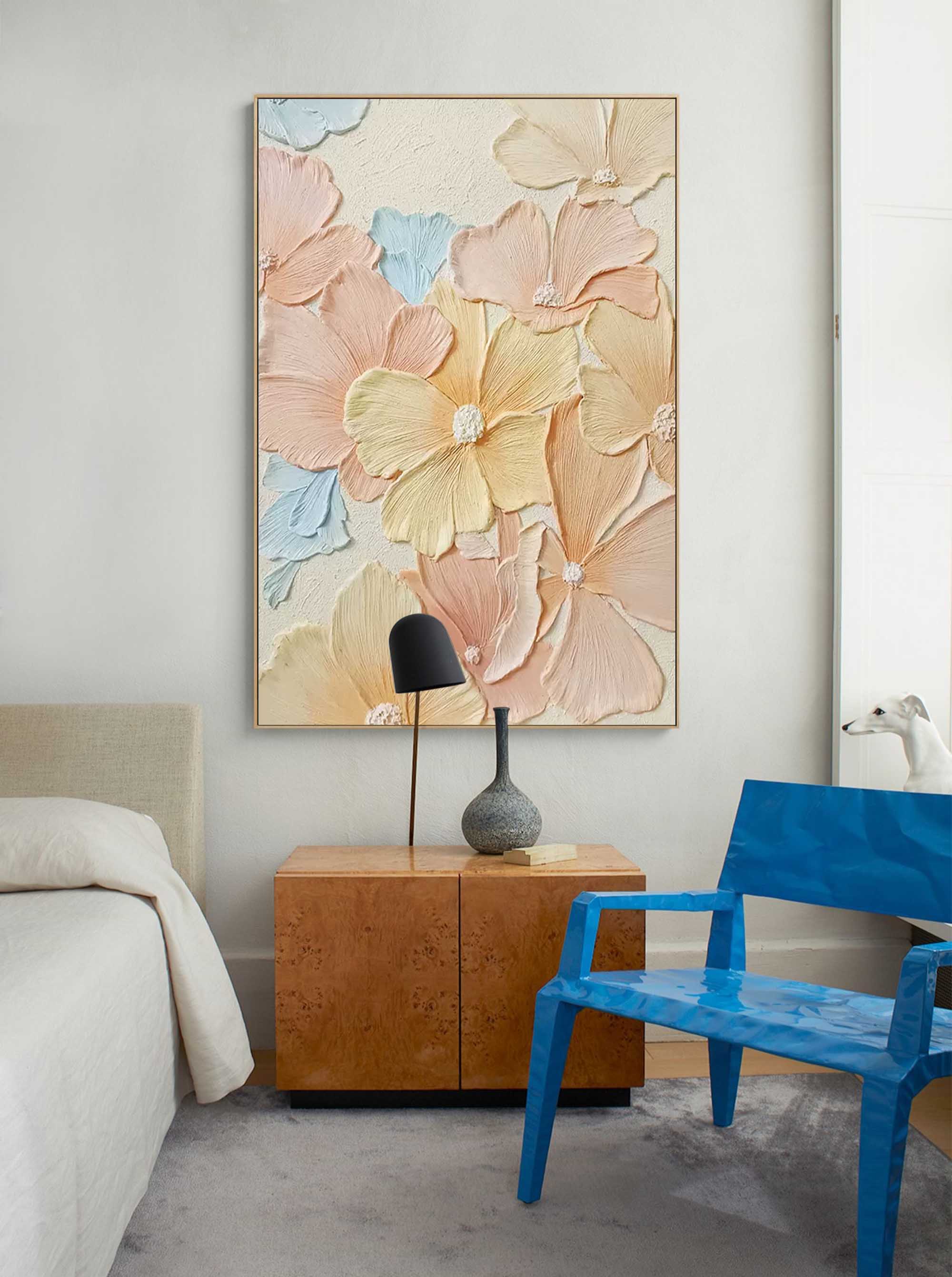 Pastel Floral Textured Canvas Art