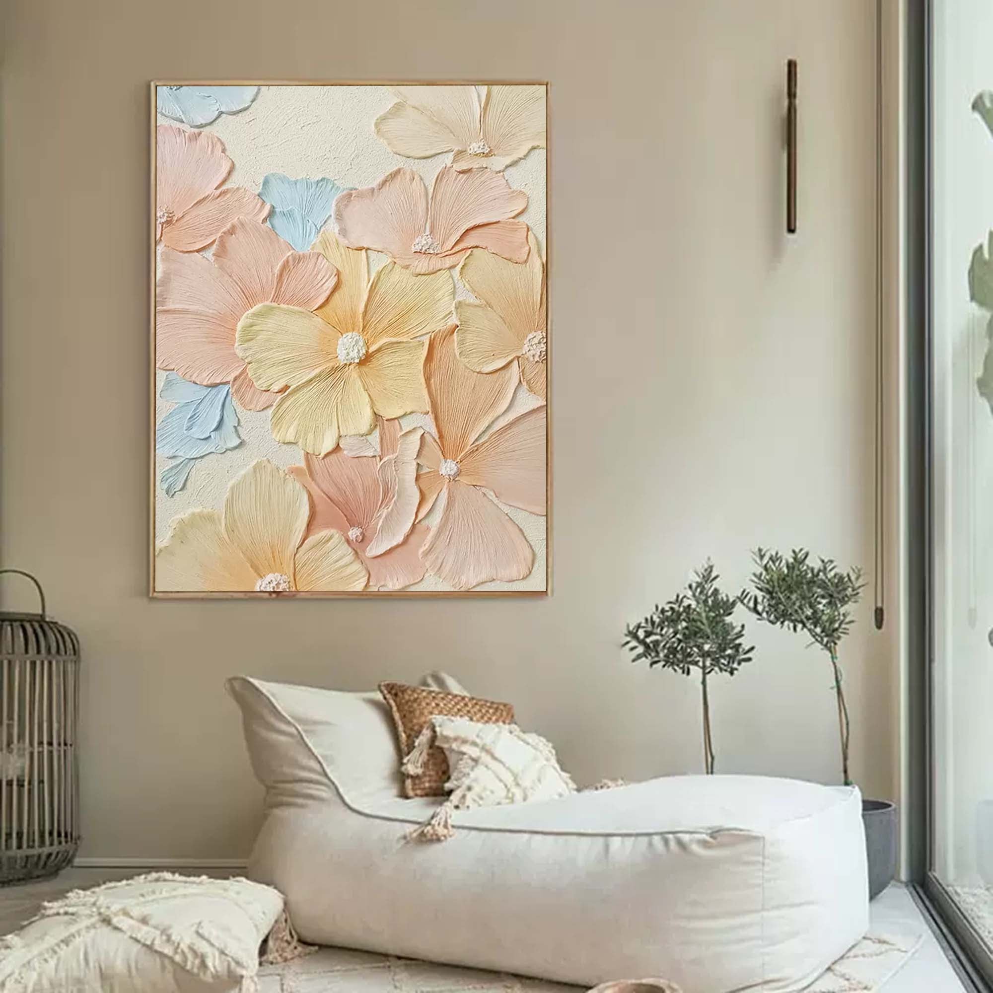 Pastel Floral Textured Canvas Art