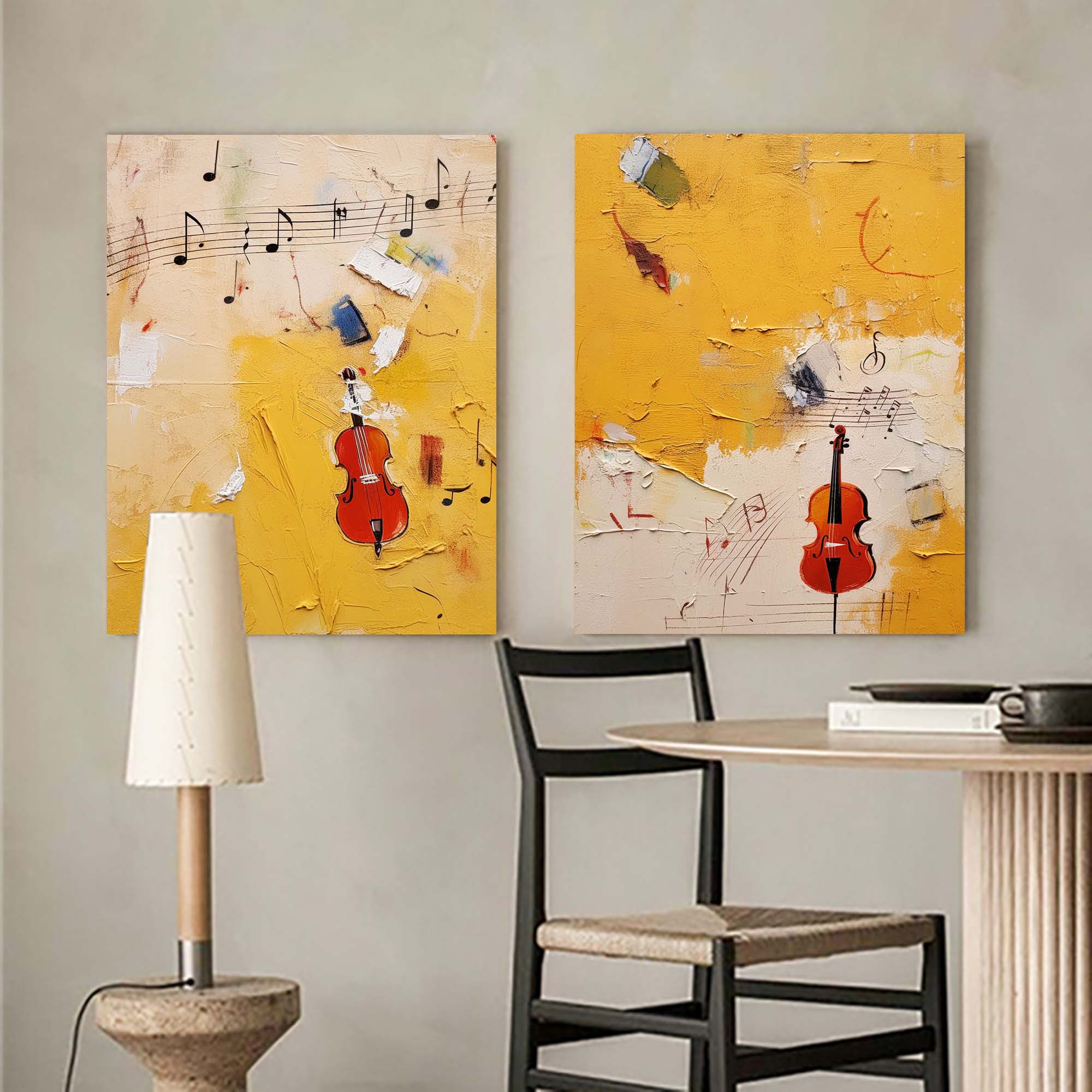 Musical Abstract Violin Art Duo