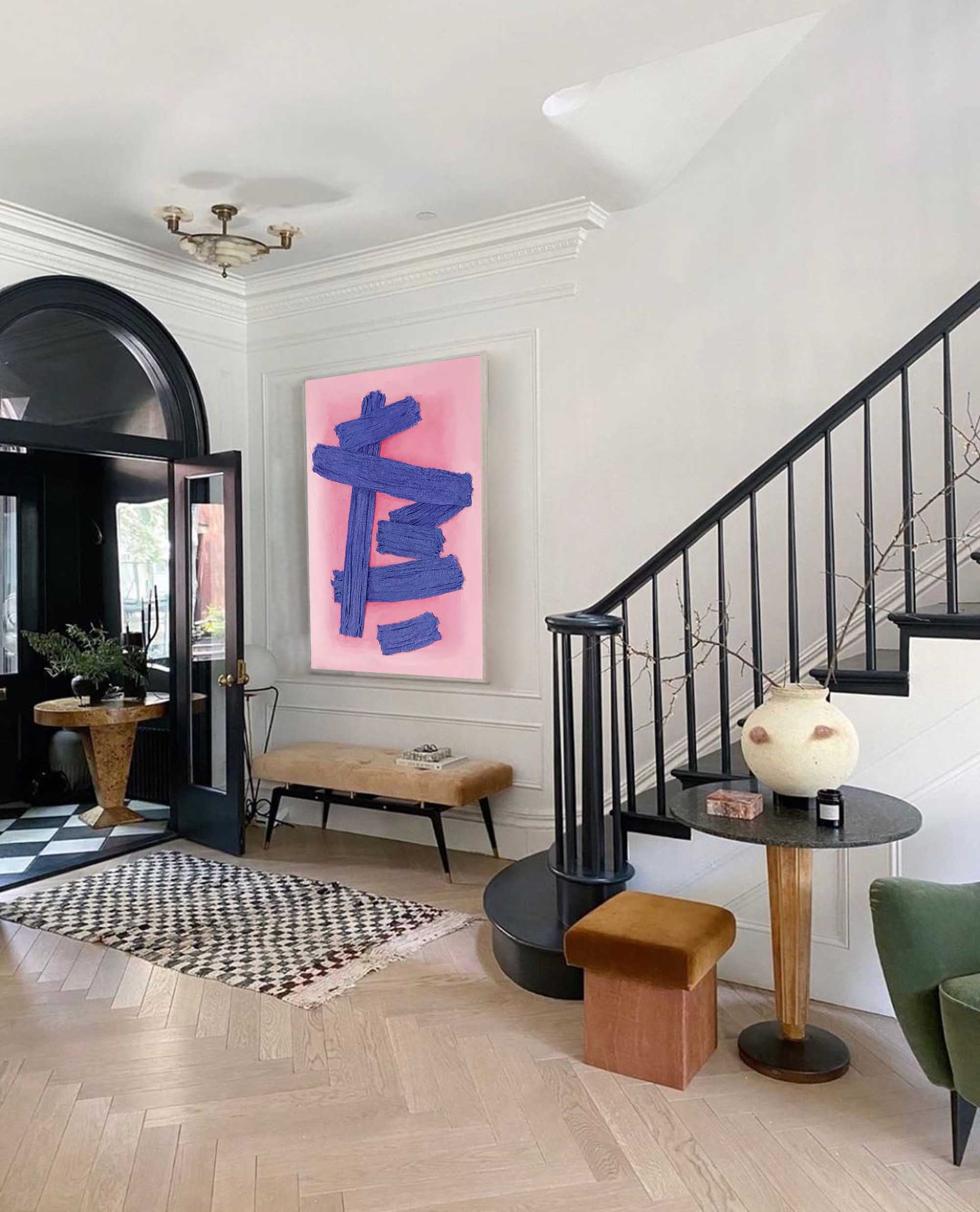 Abstract Texture in Bold Blue Strokes