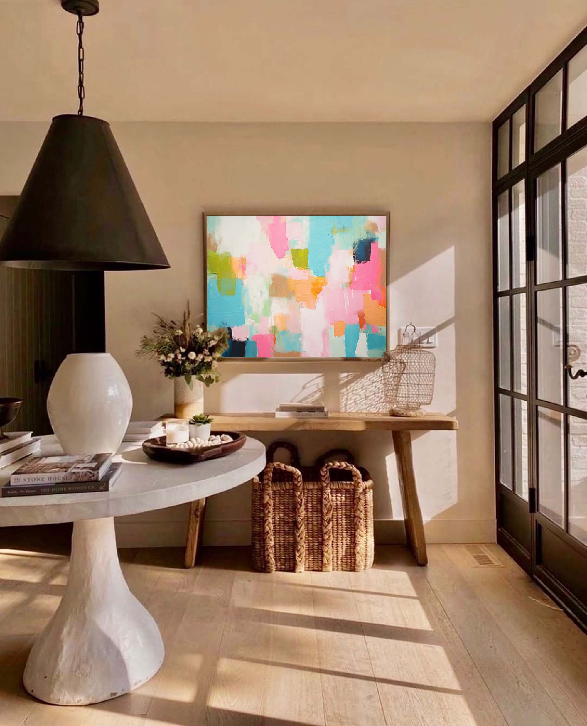 Pastel Patchwork Abstract Canvas