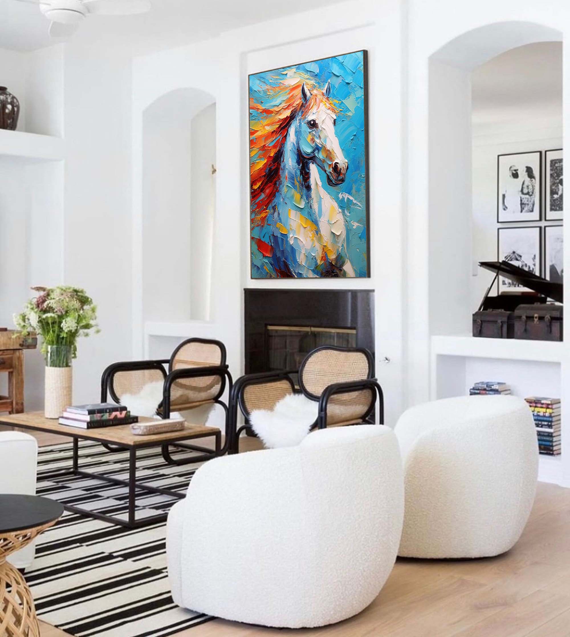 Majestic Horse in Fiery Motion