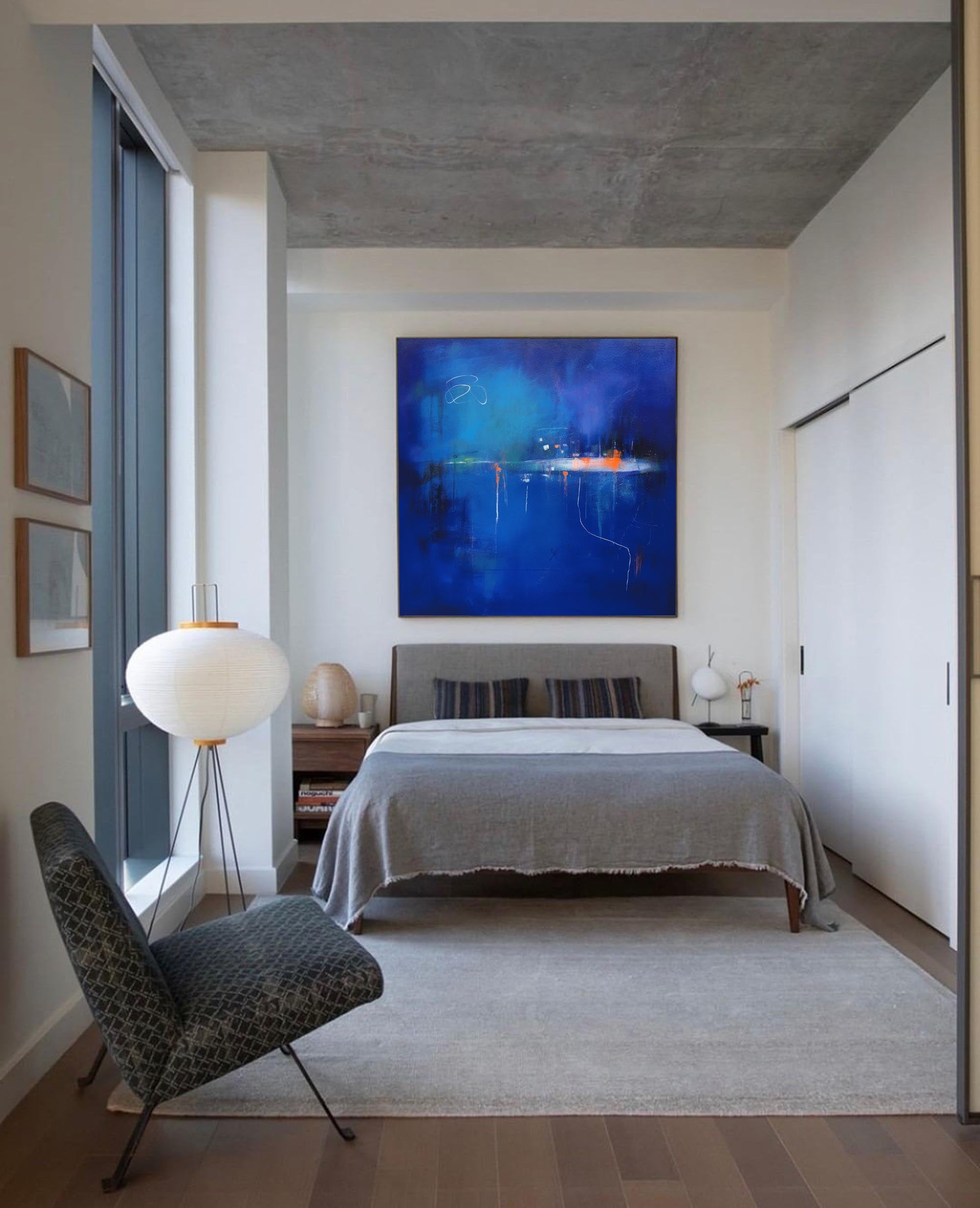 Mysterious Blue Abstract Horizon Art