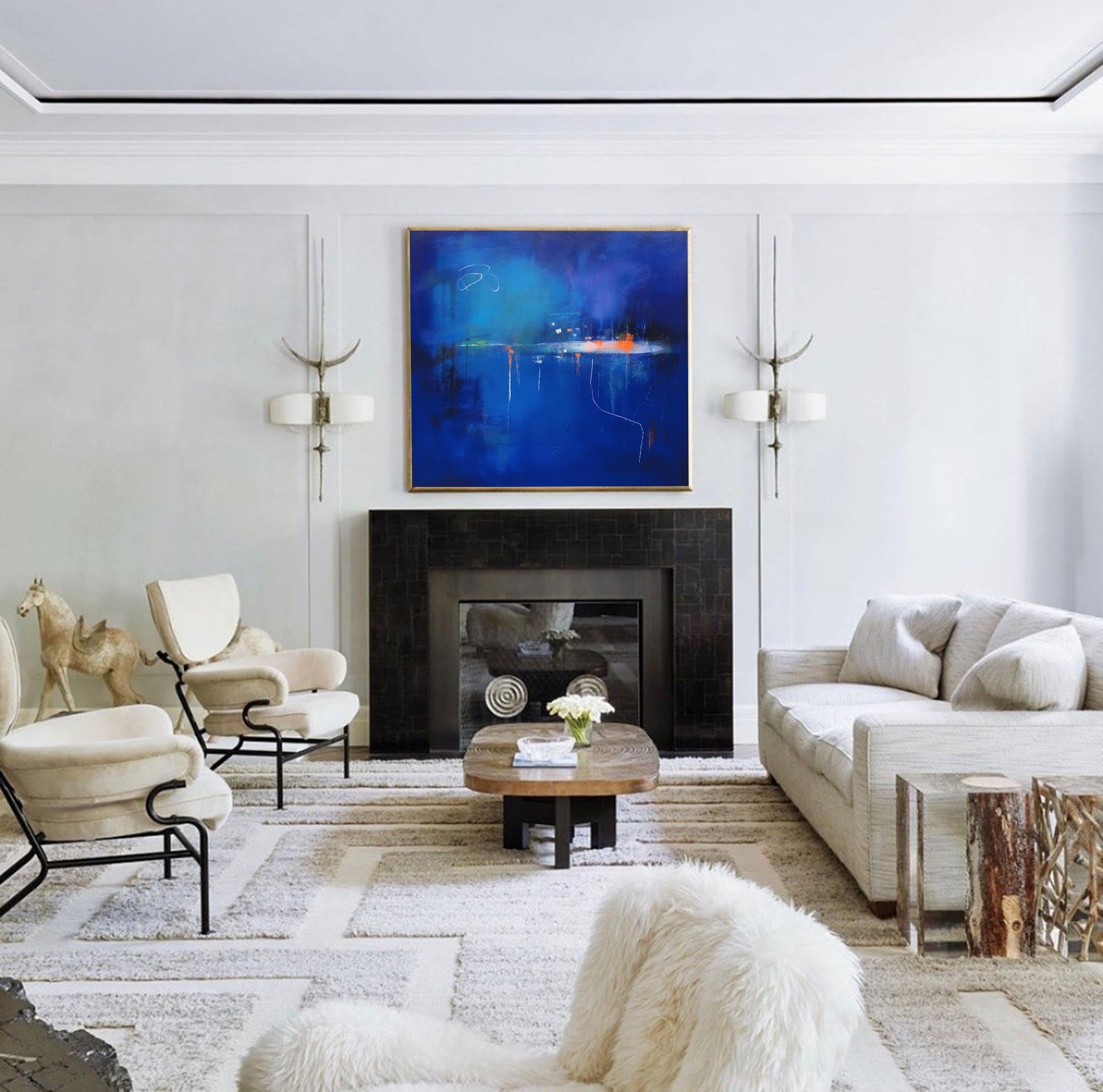 Mysterious Blue Abstract Horizon Art