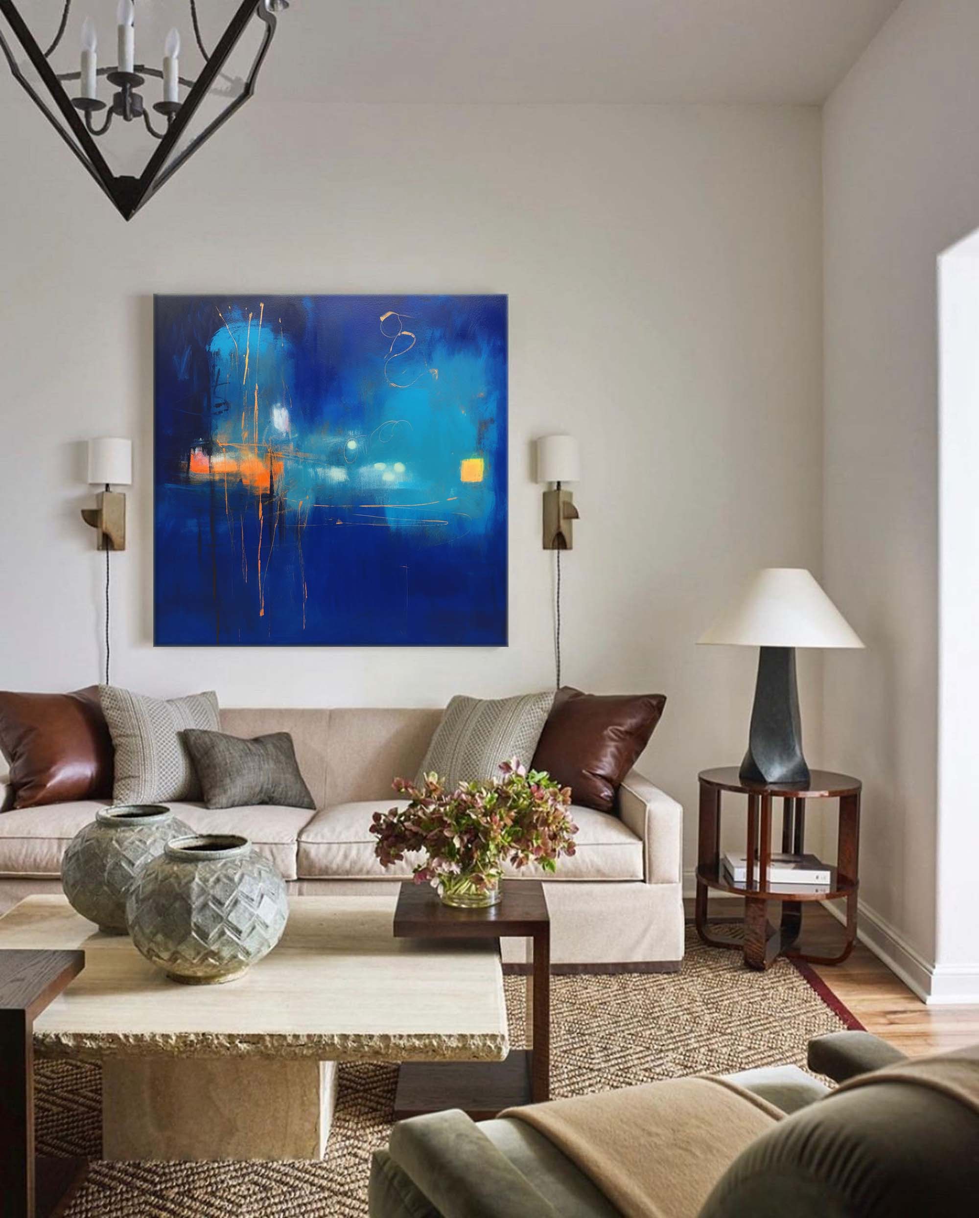 Nocturnal Blue Abstract Cityscape