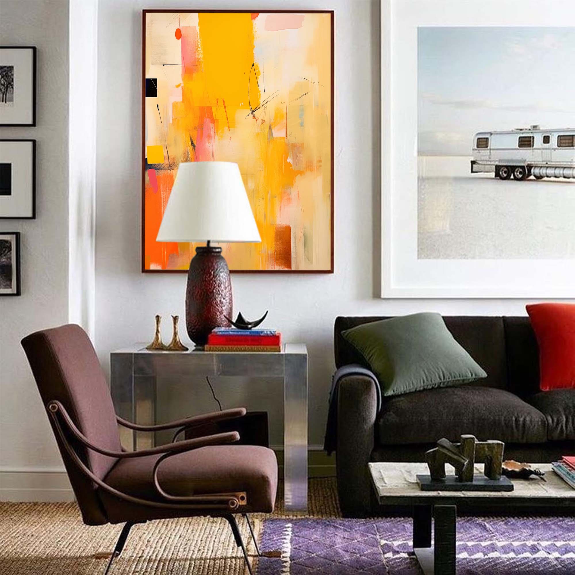 Sunrise Abstraction in Yellow and Pink