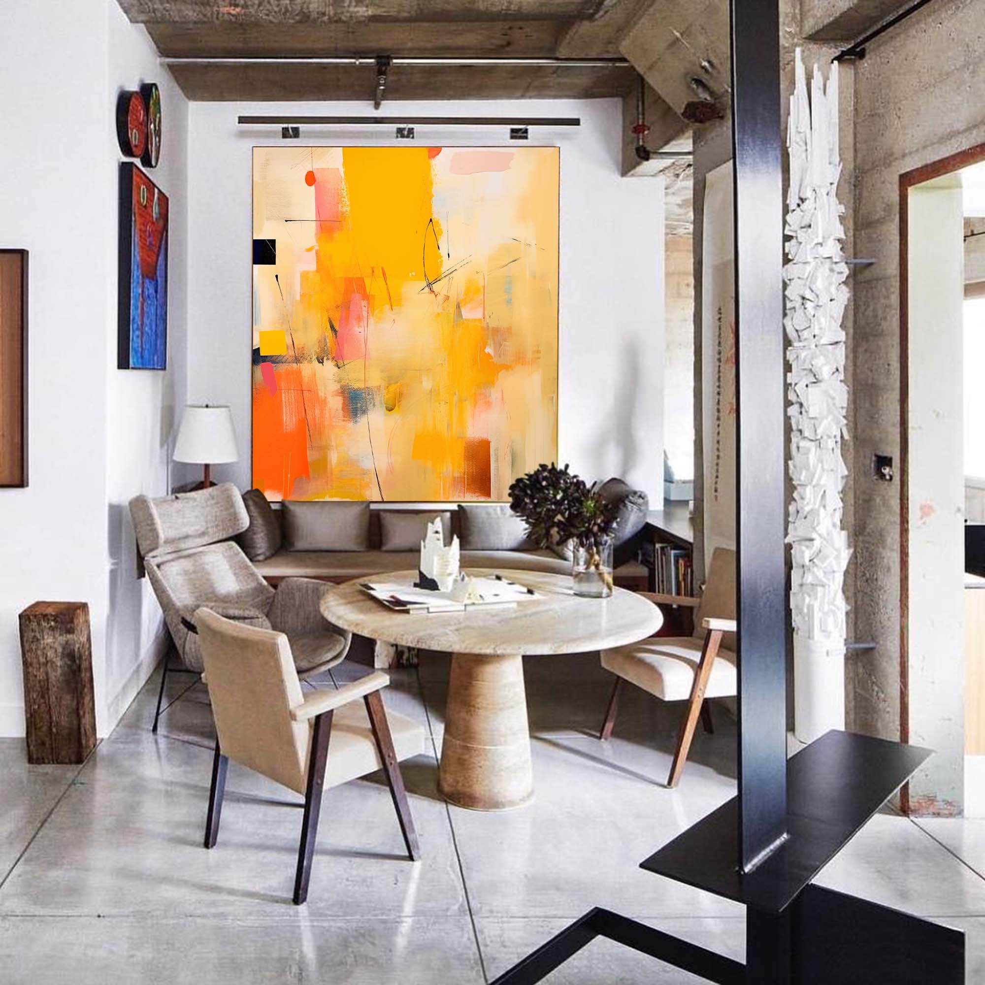 Sunrise Abstraction in Yellow and Pink