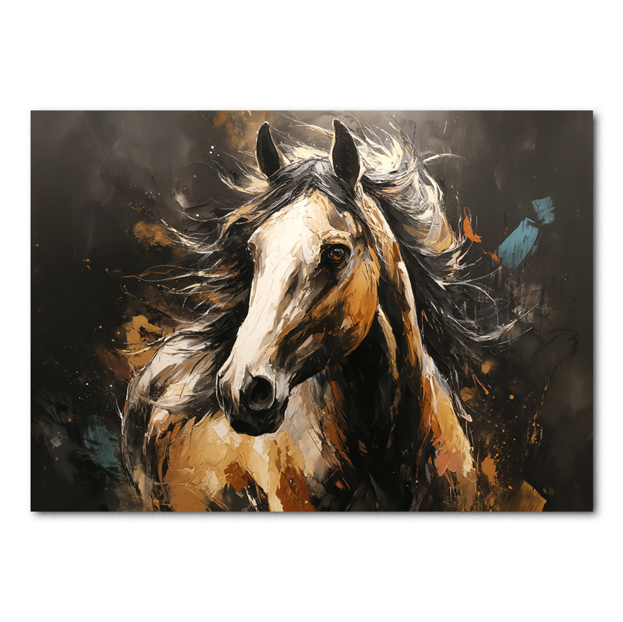 Abstract Horse Portrait Wall Art – Bold Running Horse Canvas Painting
