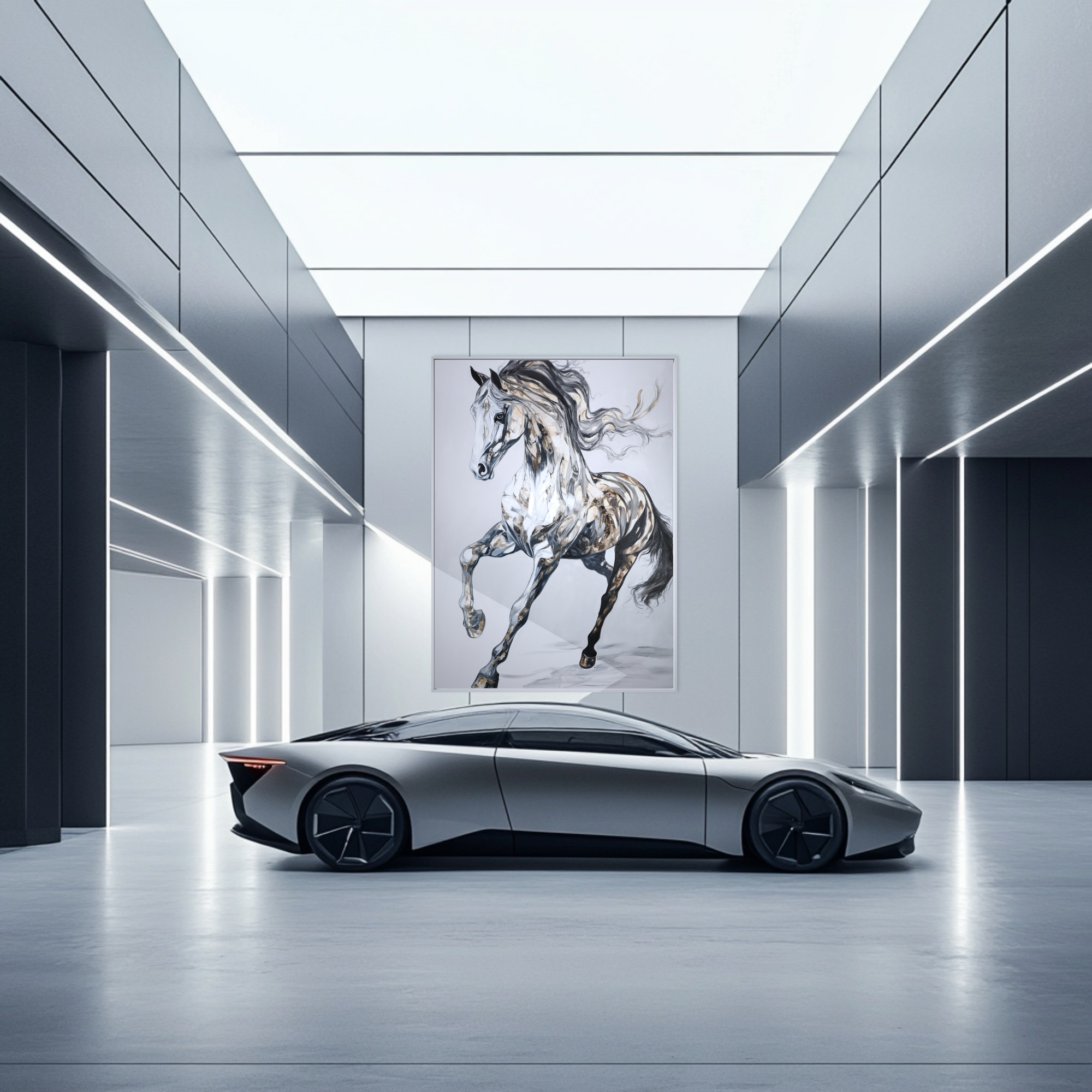 Spirit of Motion – Textured Abstract Horse Oil Painting, Modern Animal Wall Art for Living Room or Office