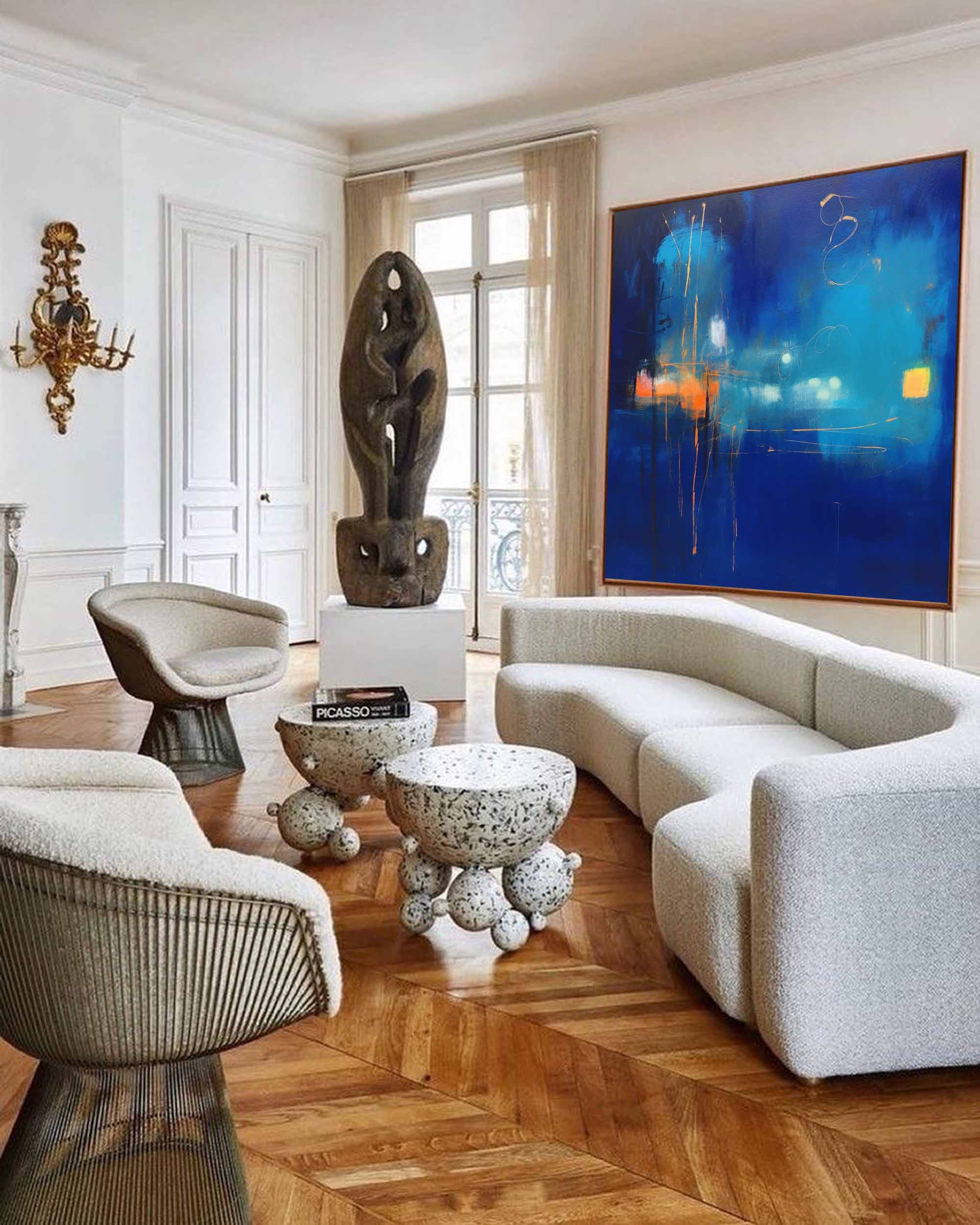 Nocturnal Blue Abstract Cityscape