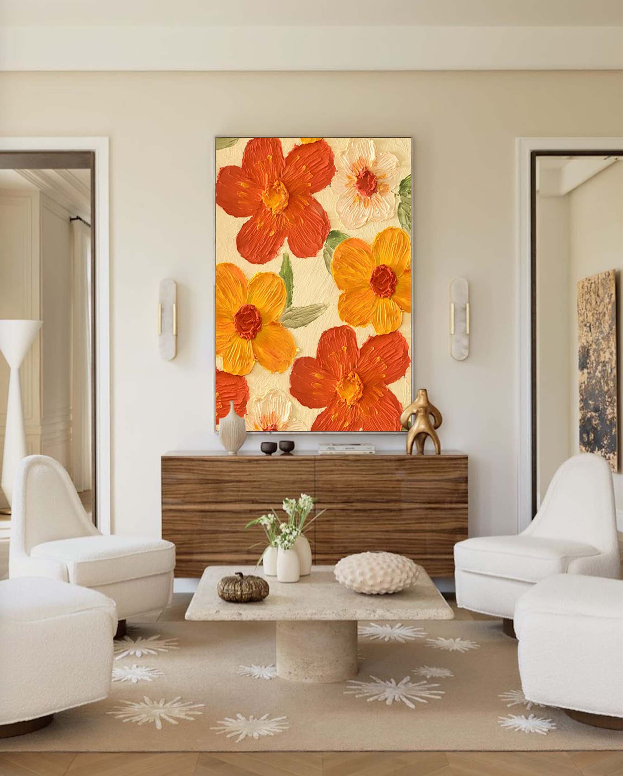 Vibrant Orange and Yellow Floral Art