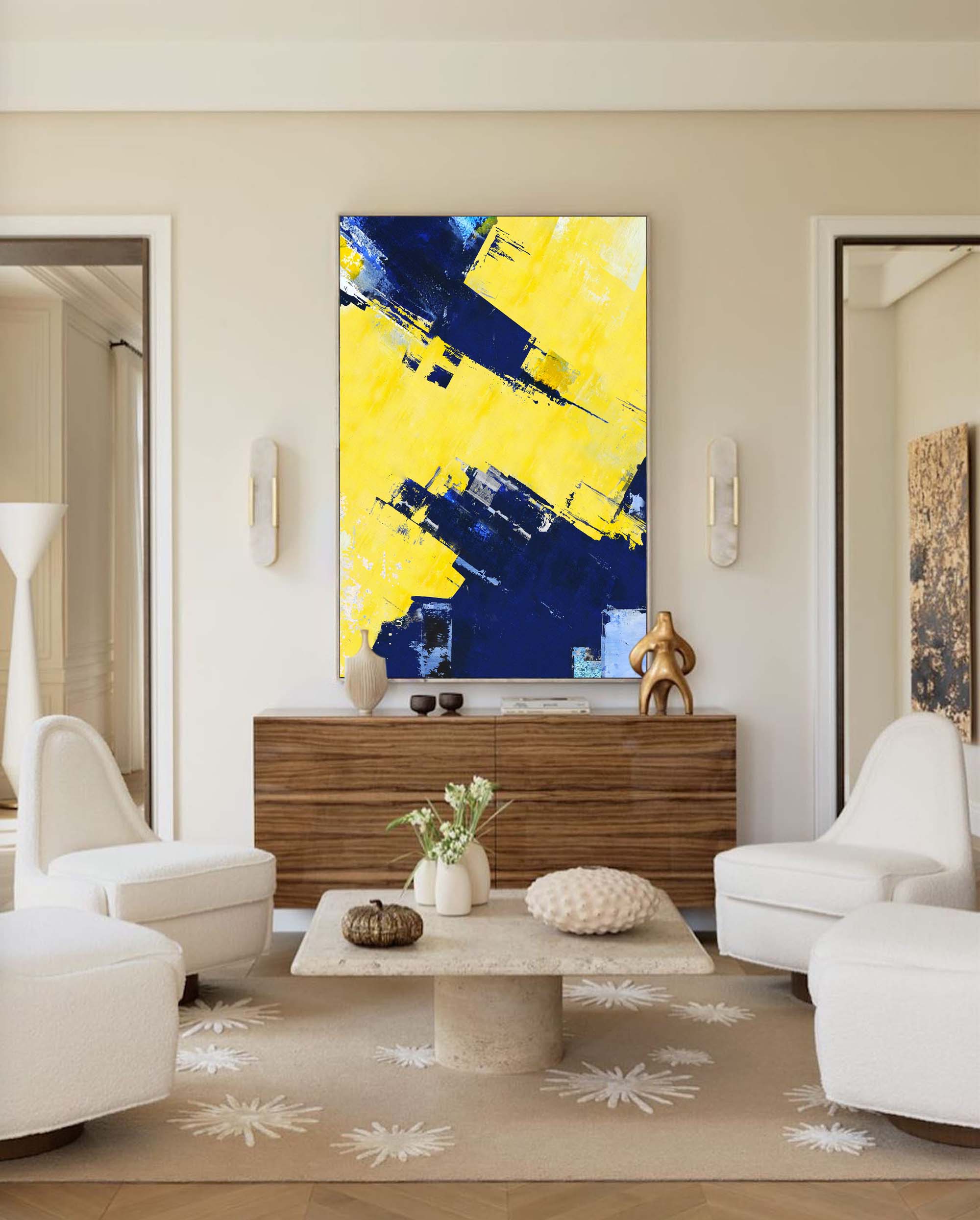 Vibrant Blue and Yellow Abstract