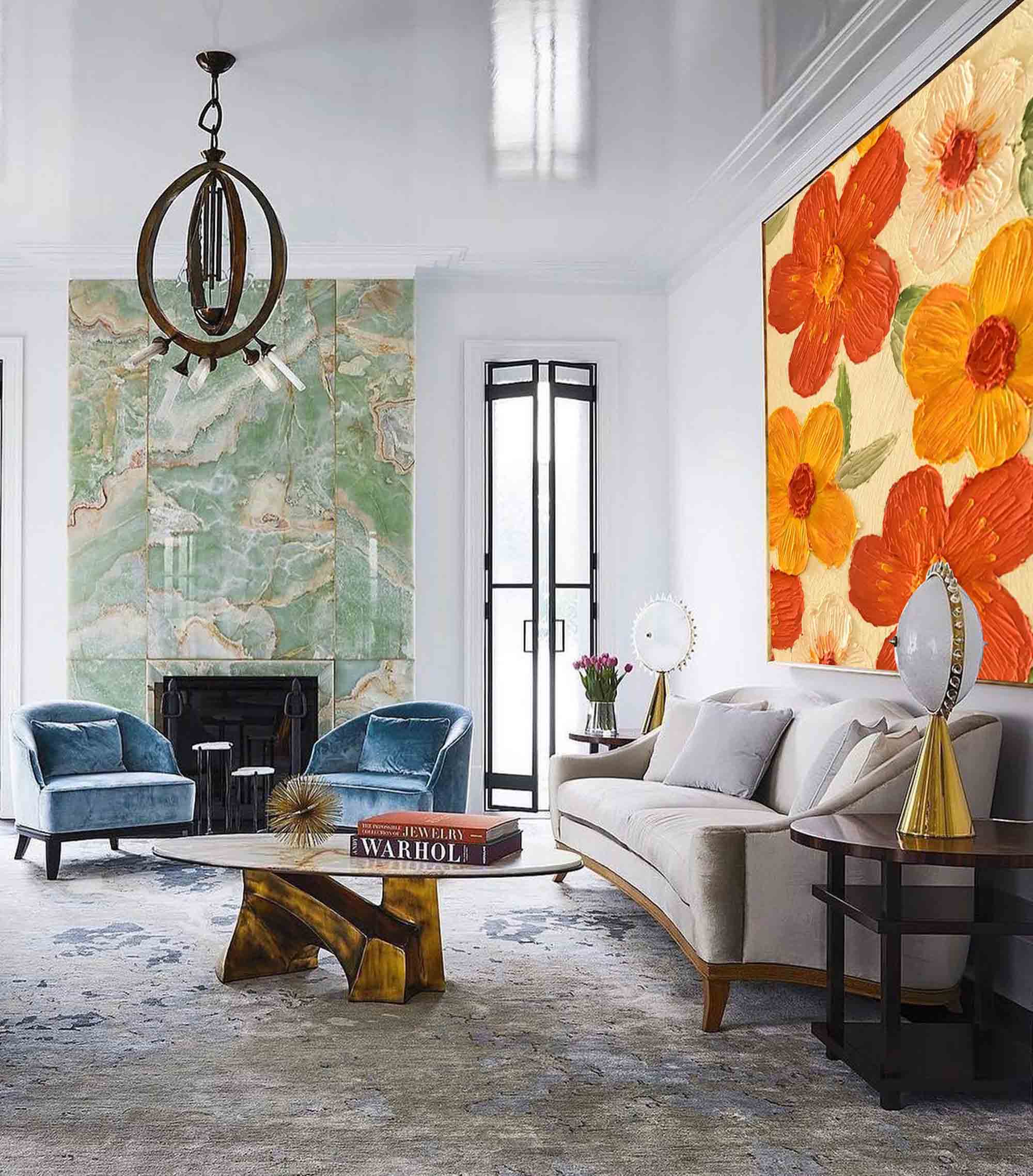 Vibrant Orange and Yellow Floral Art