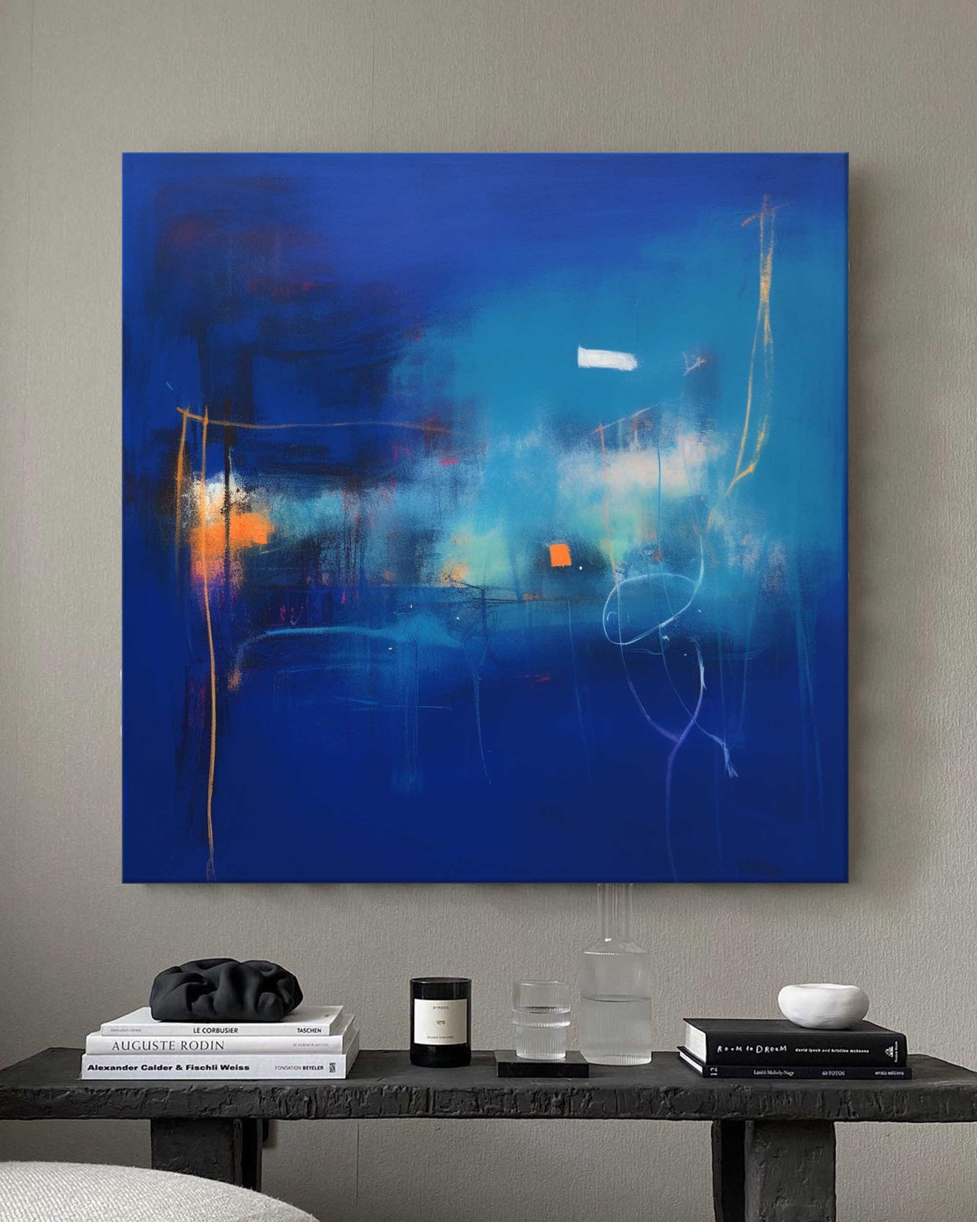 Deep Blue Abstract Horizon Art