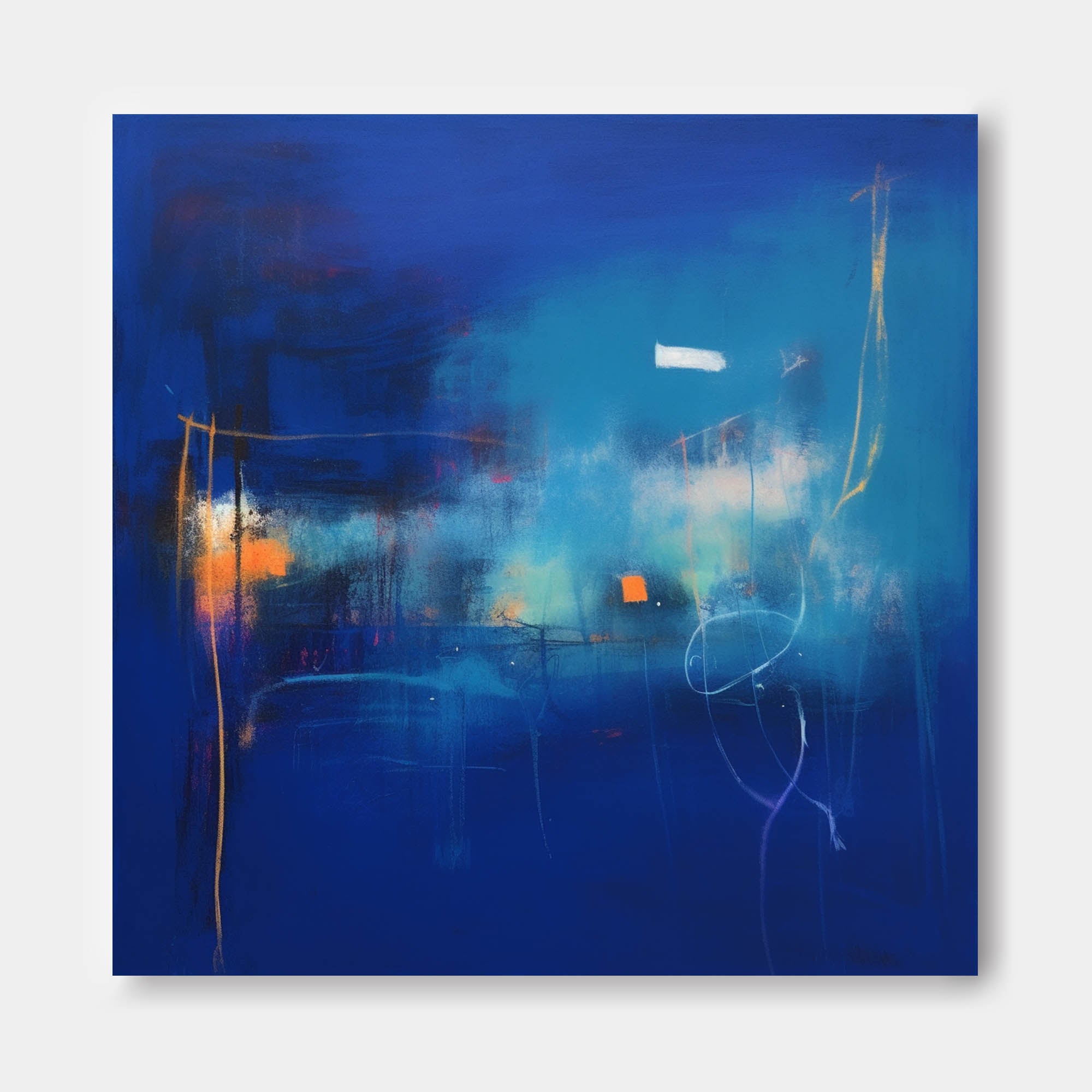 Deep Blue Abstract Horizon Art