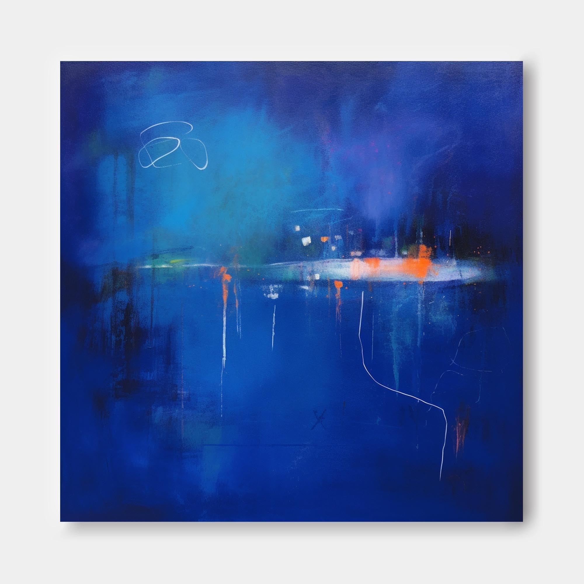 Mysterious Blue Abstract Horizon Art