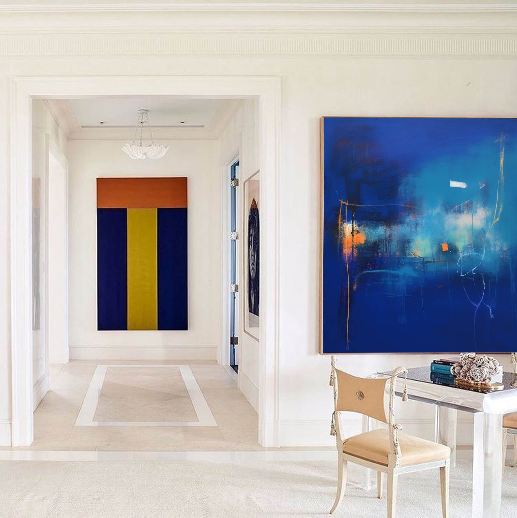 Deep Blue Abstract Horizon Art