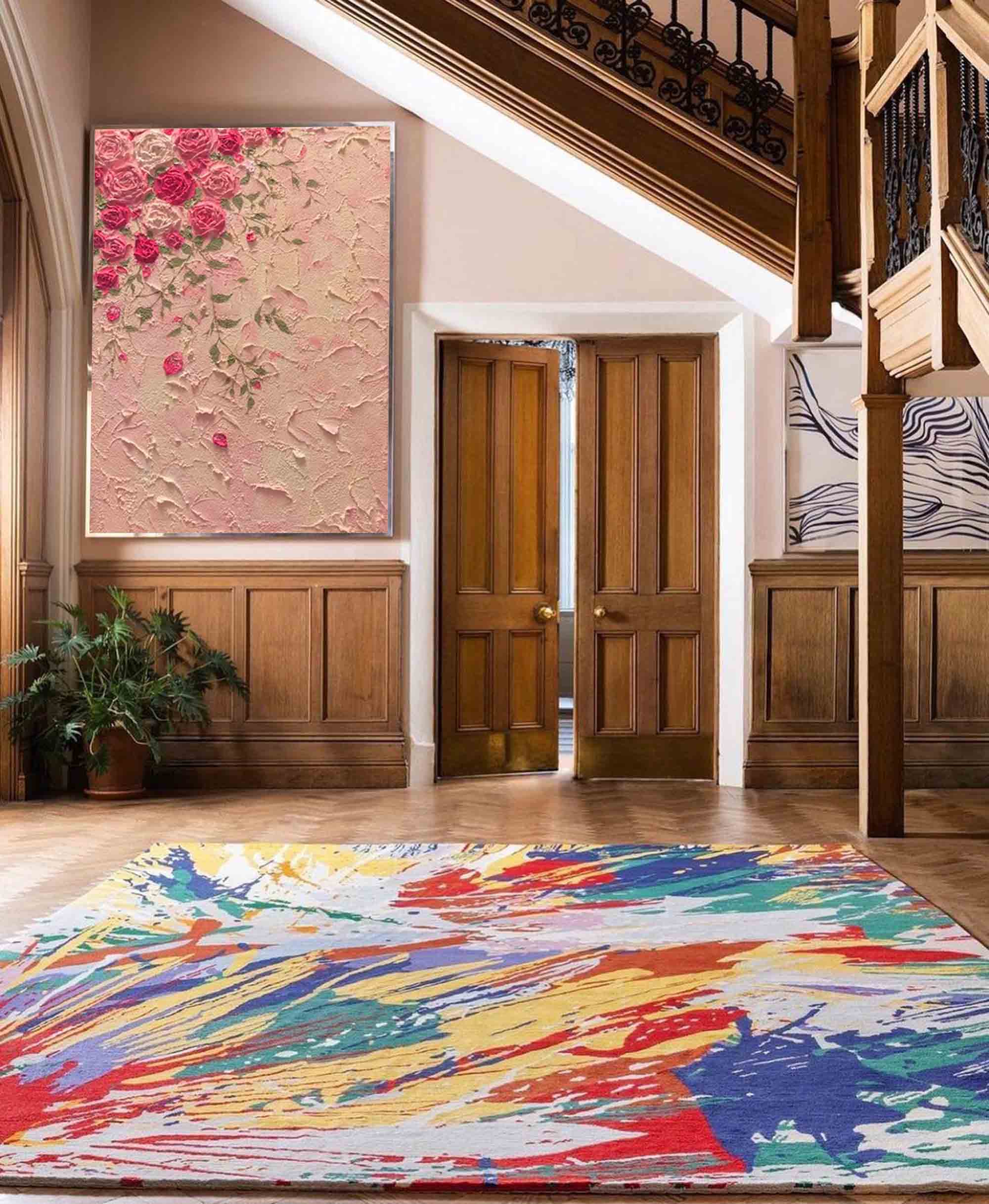 Textured Pink Blossom Floral Canvas