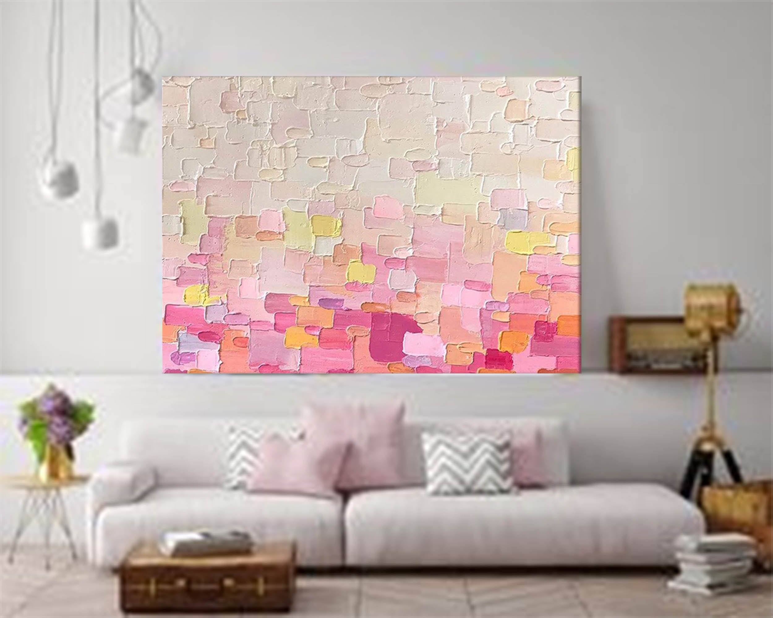 Soft Pastel Color Block Textured Canvas Art