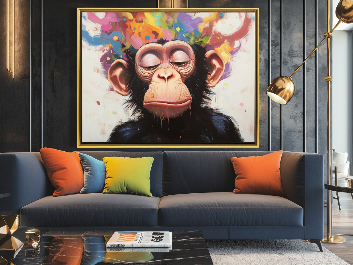 Serenity Monkey-Colorful Abstract Monkey Portrait Painting for Modern Decor